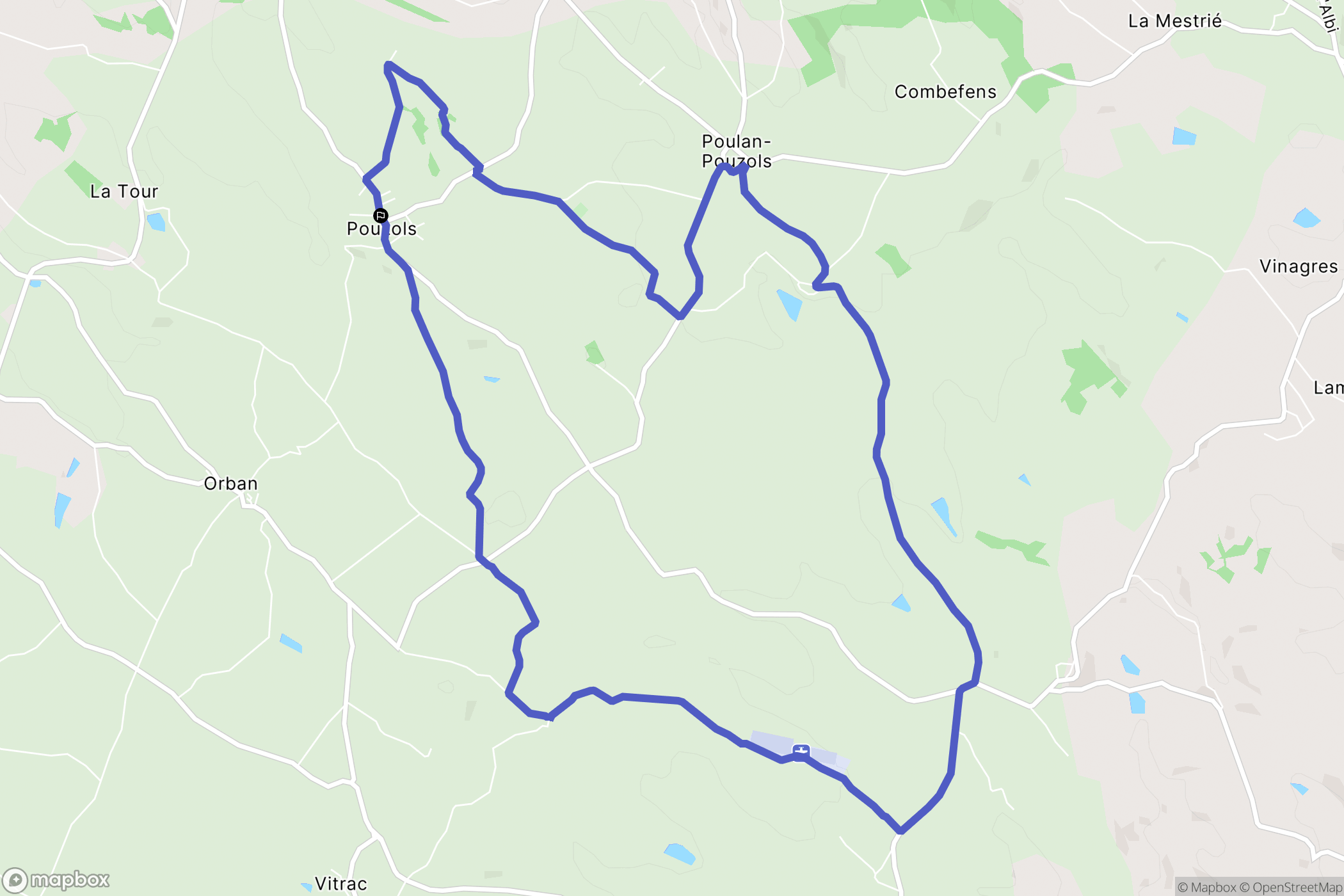 Pouzols : carte du parcours de randonnée - France