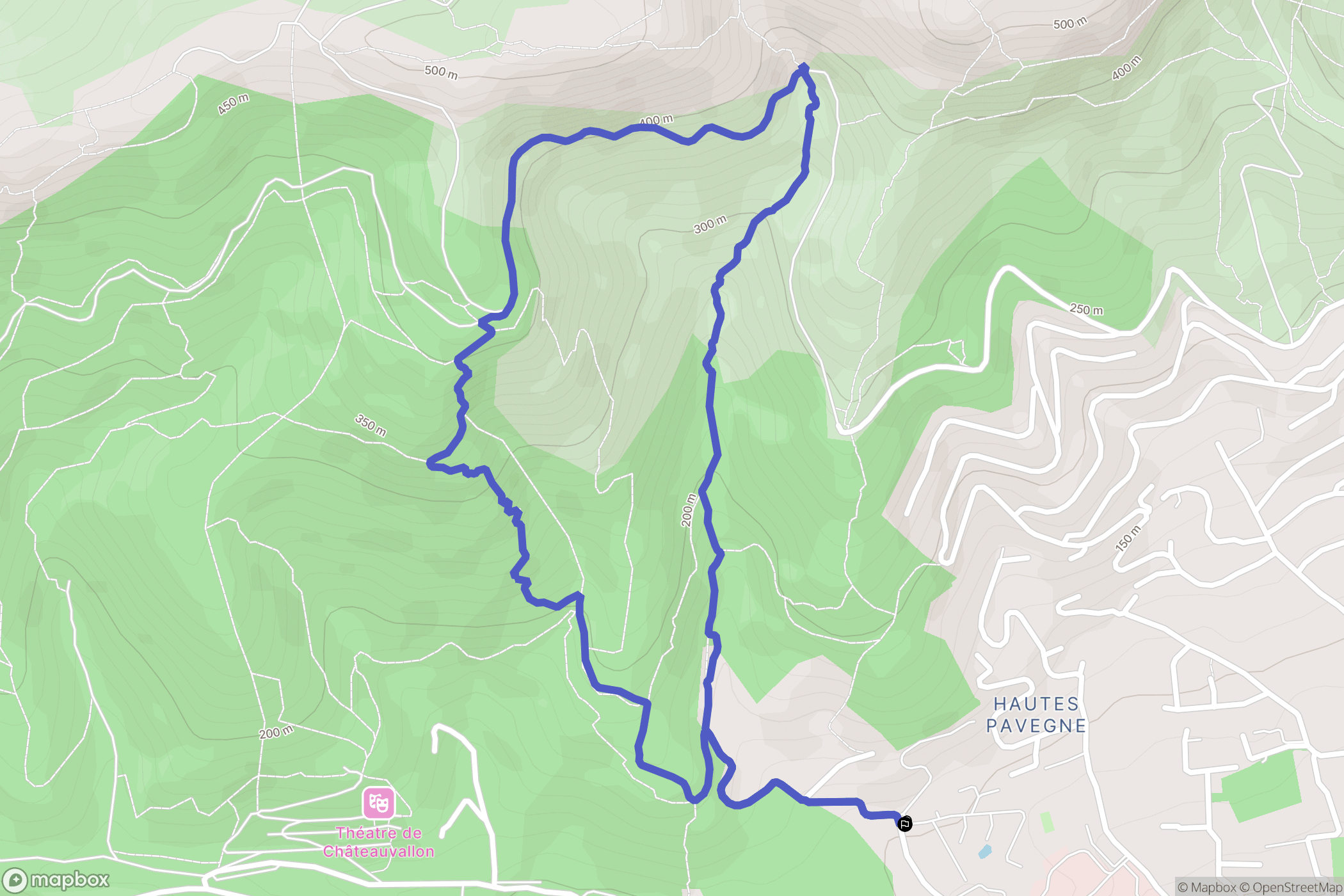 Toulon : carte du parcours de randonnée - France