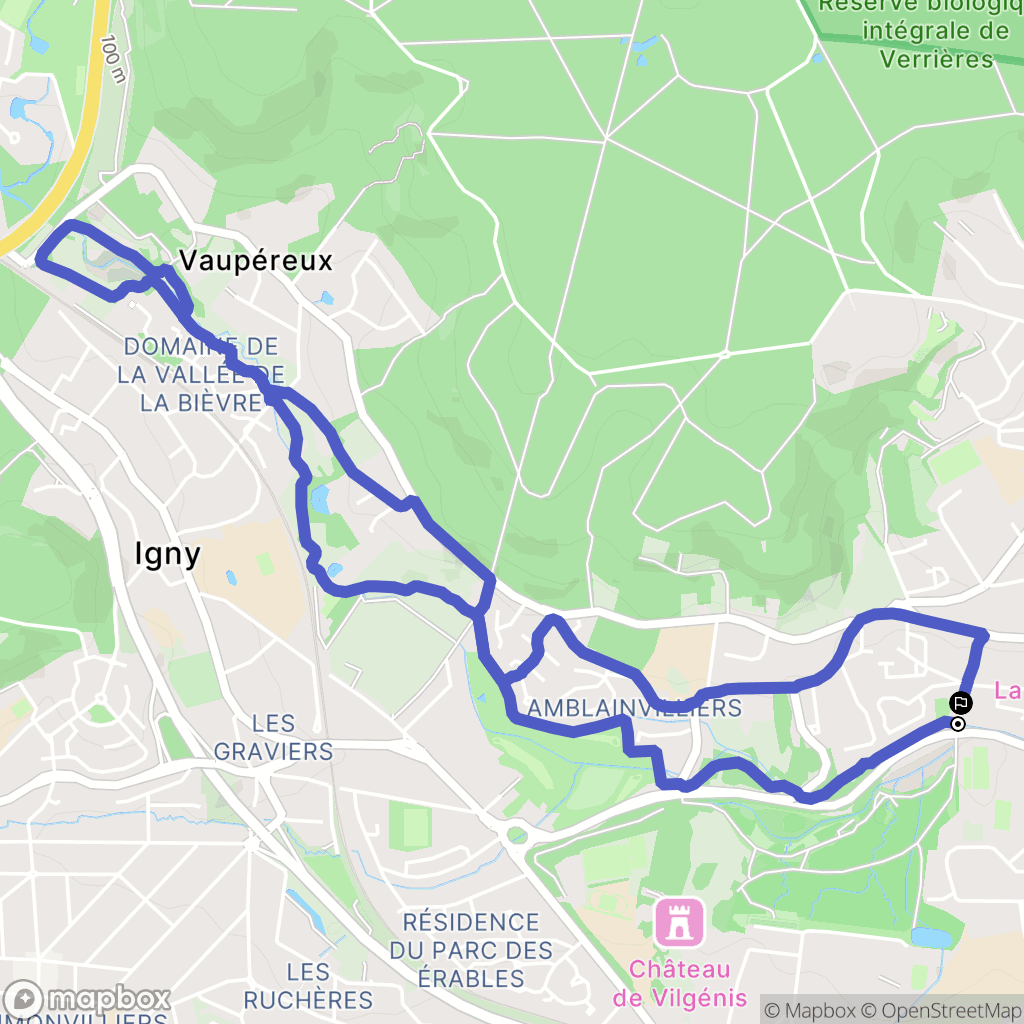 Verrières-le-Buisson : carte du parcours de randonnée - France