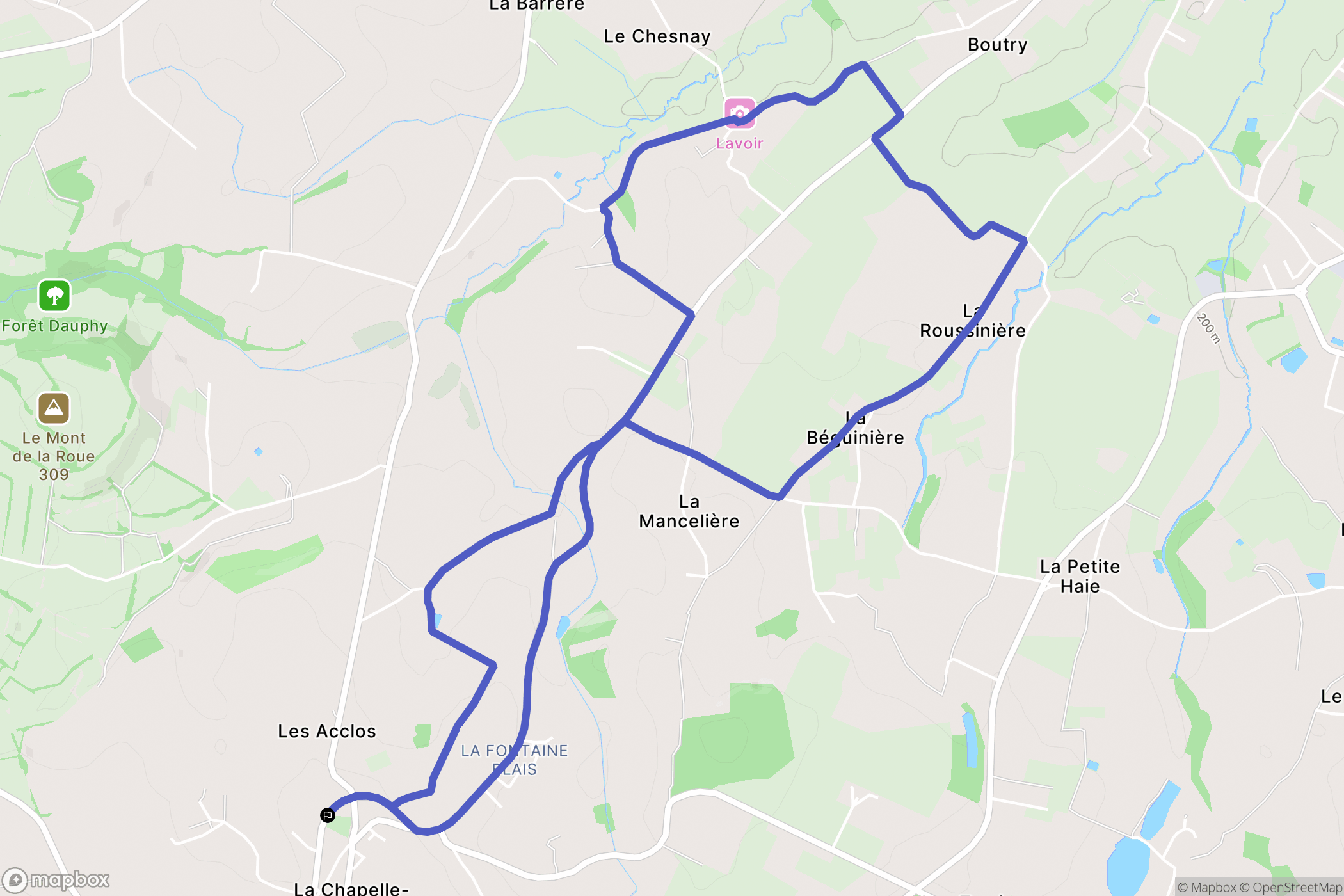 La Chapelle-Biche : carte du parcours de randonnée - France
