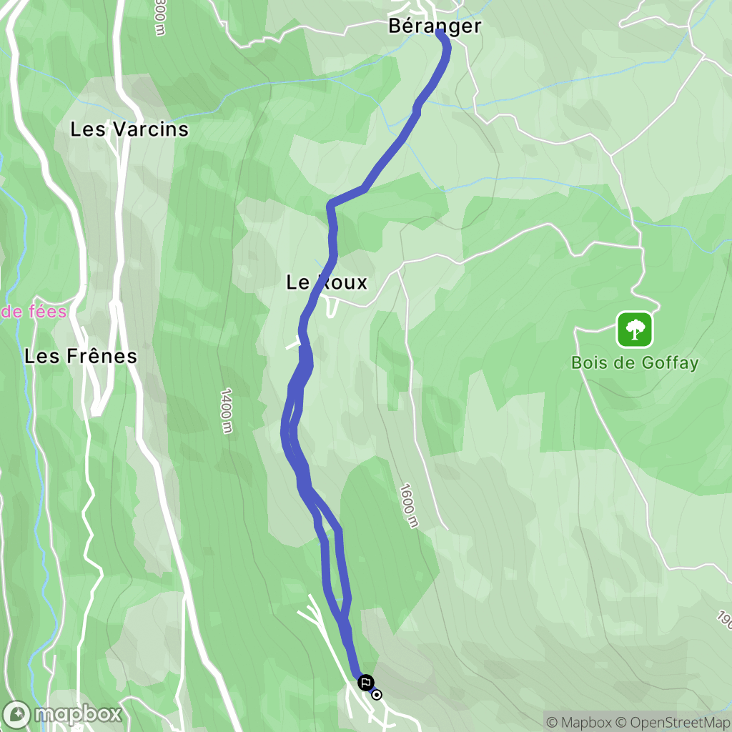 Les Belleville : carte du parcours de randonnée - France