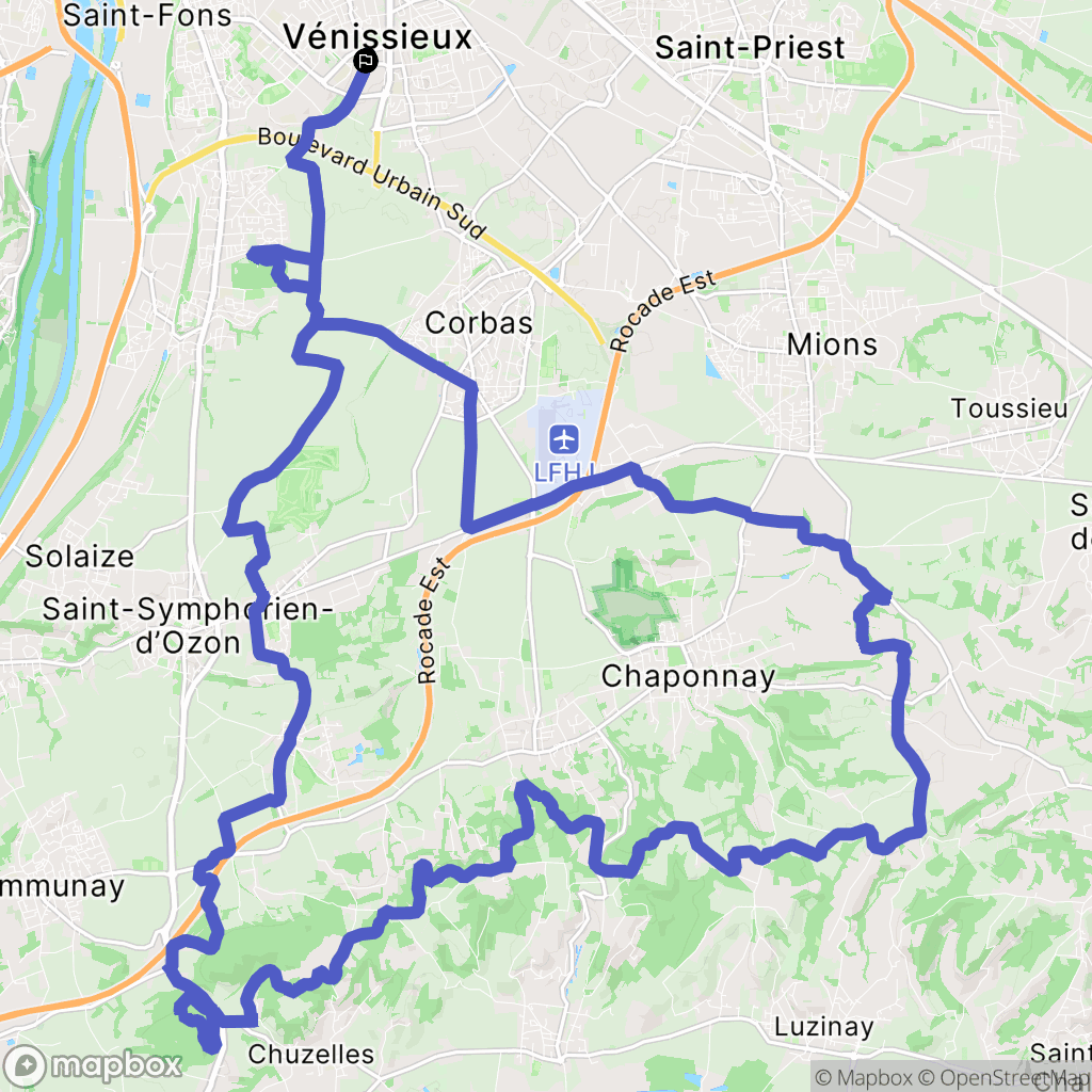 Vénissieux : carte du parcours de randonnée - France