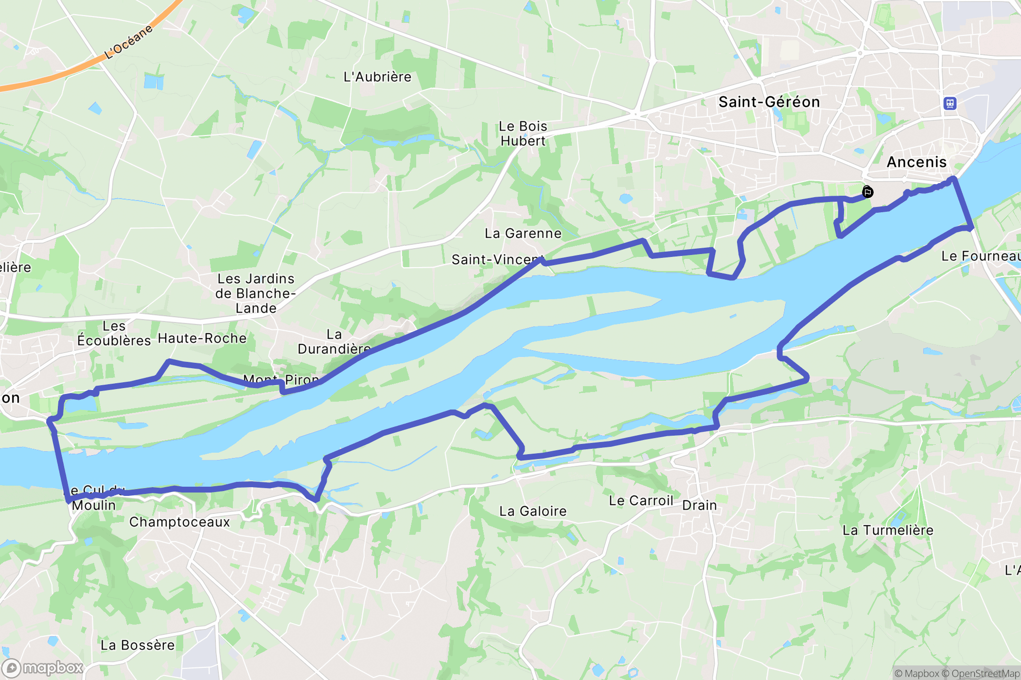 Ancenis-Saint-Géréon : carte du parcours de randonnée - France