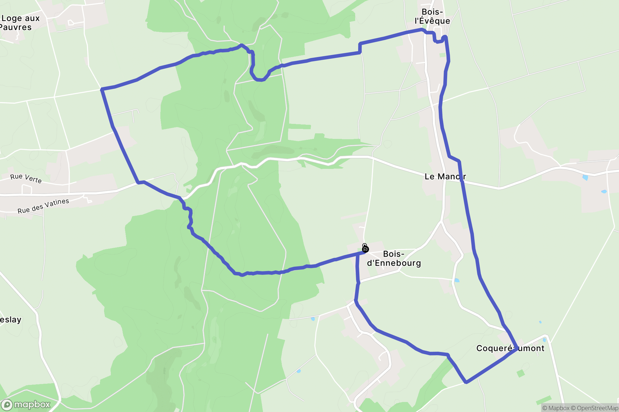 Bois-d'Ennebourg : carte du parcours de randonnée - France
