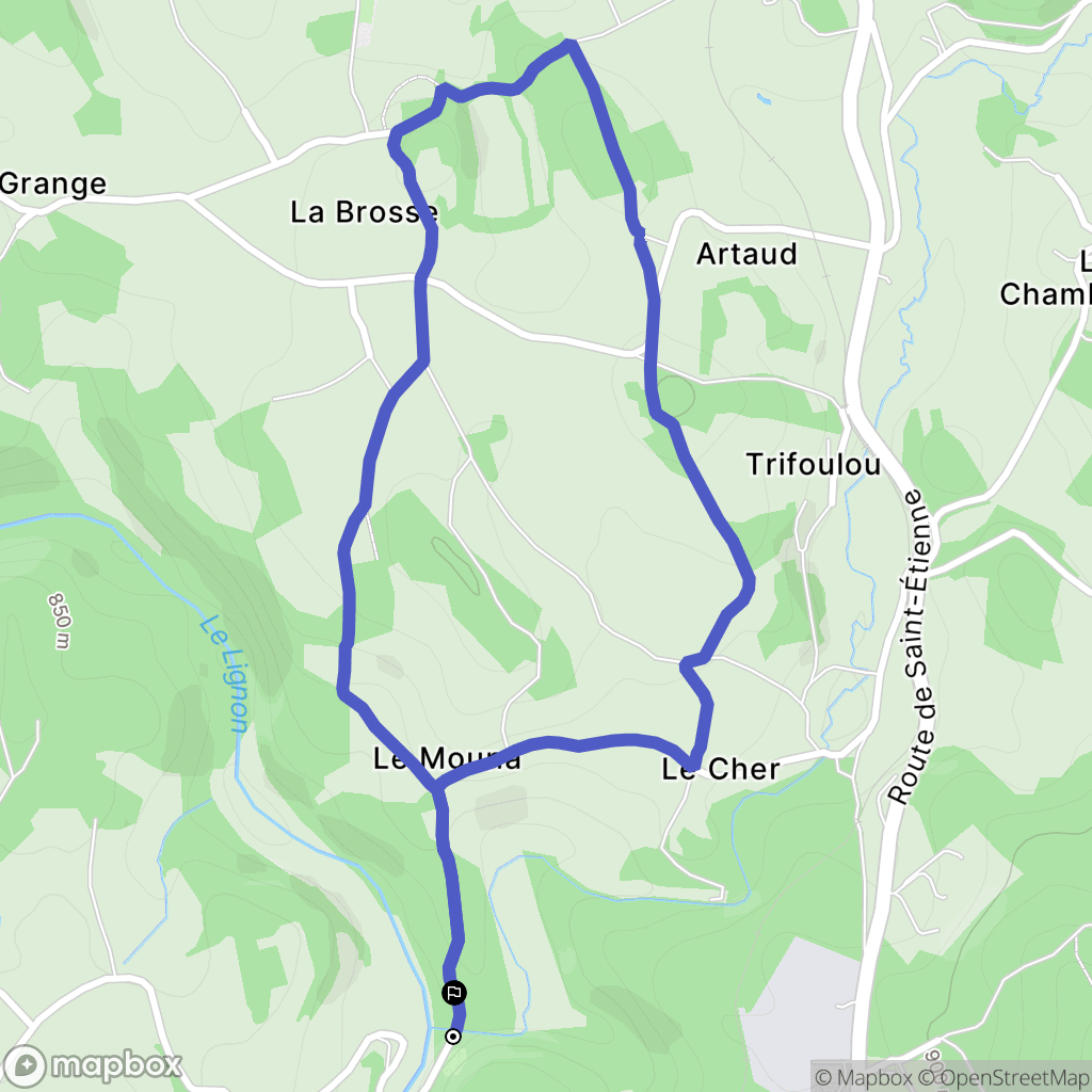 Tence : carte du parcours de randonnée - France