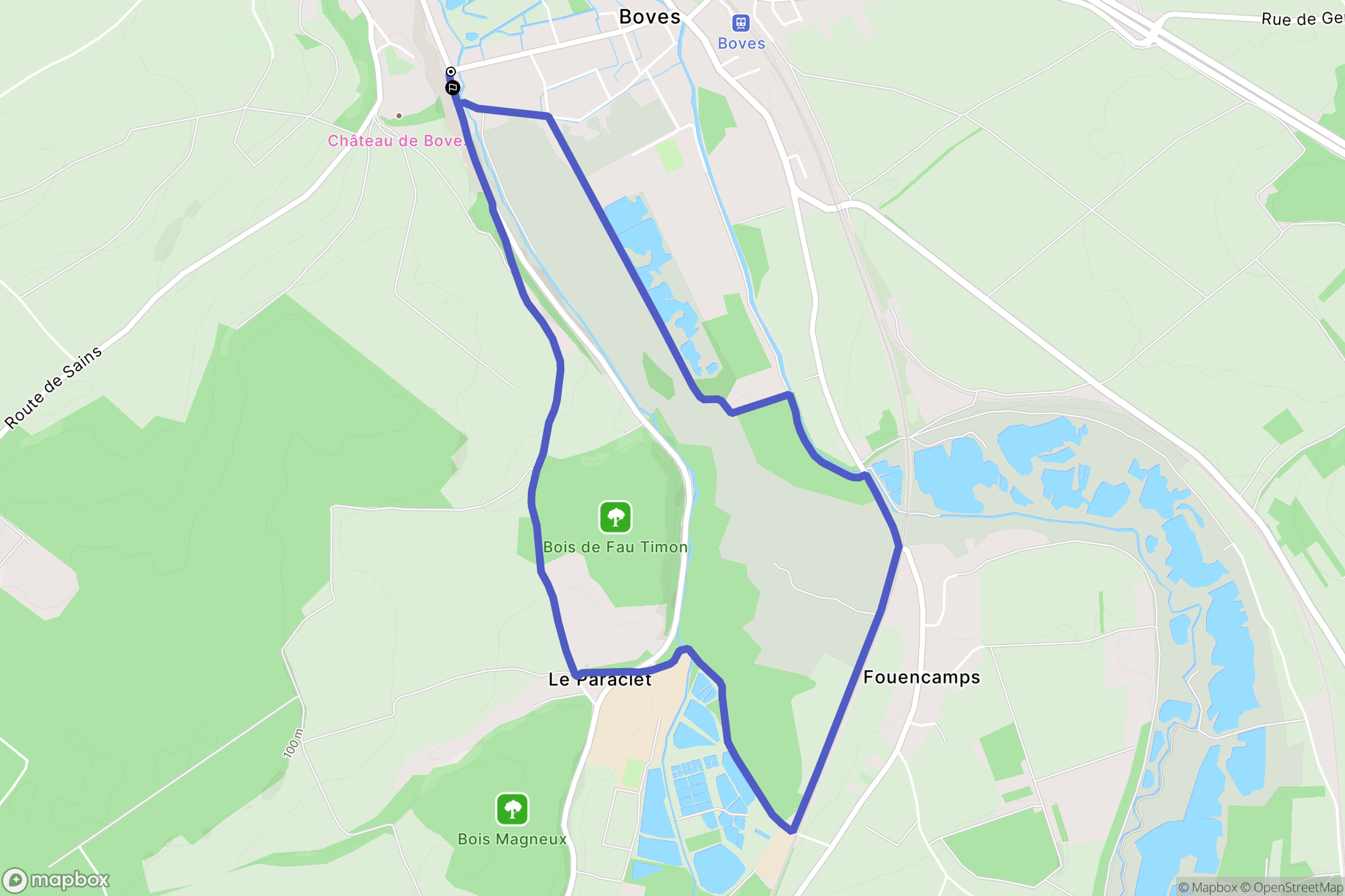 Boves : carte du parcours de randonnée - France