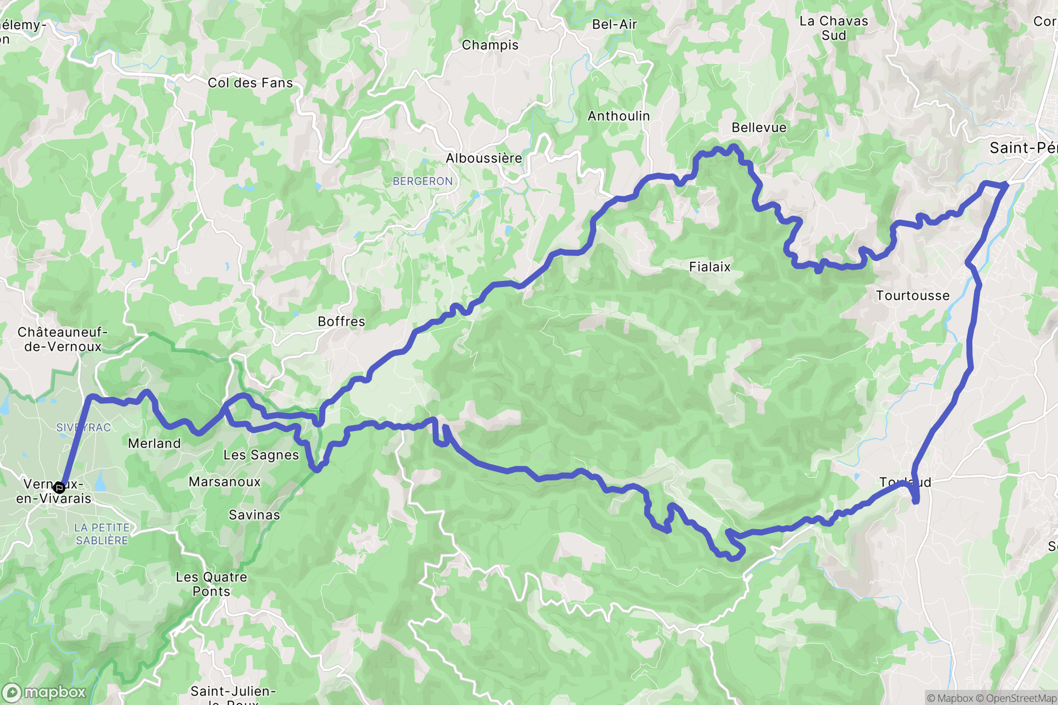 Vernoux-en-Vivarais : carte du parcours de randonnée - France