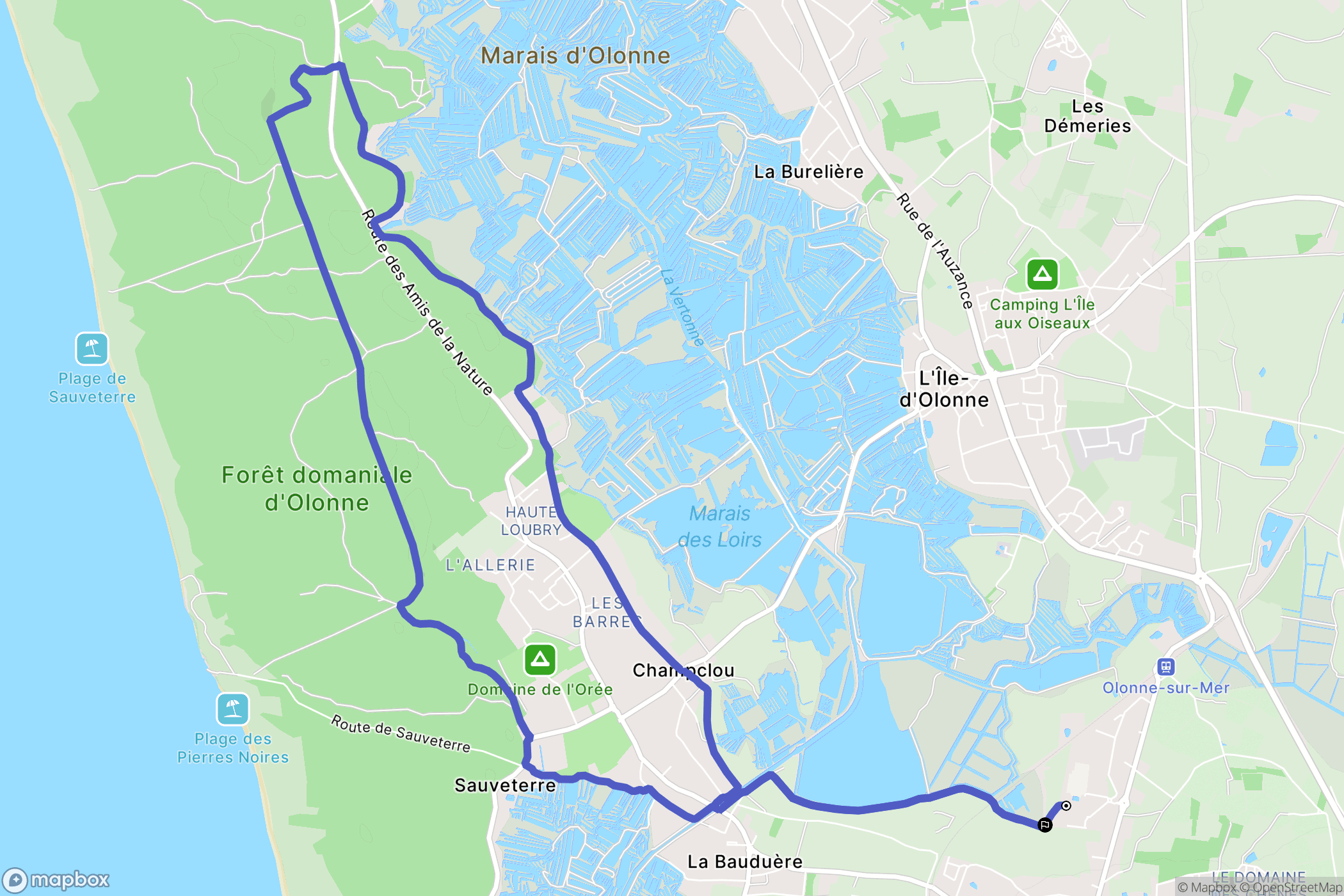Les Sables-d'Olonne : carte du parcours de randonnée - France