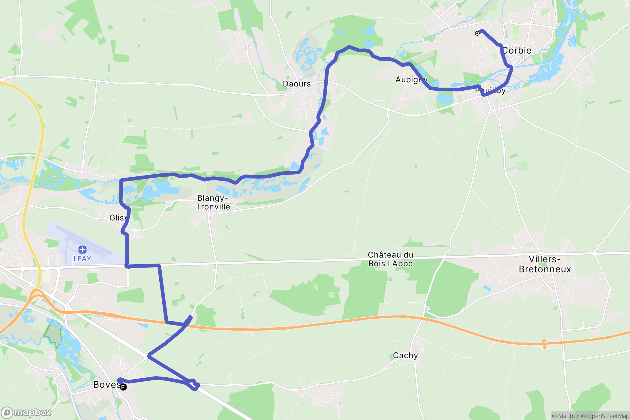 Corbie : carte du parcours de randonnée - France