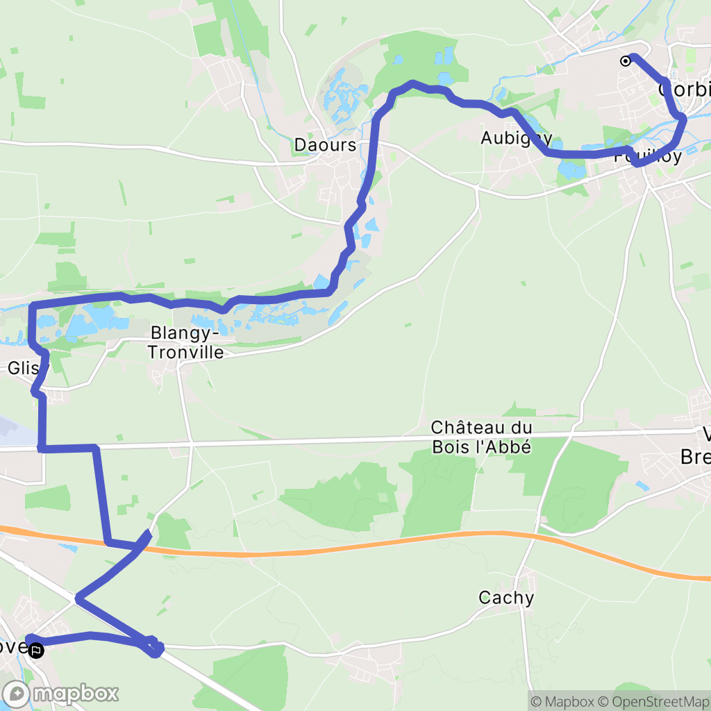 Corbie : carte du parcours de randonnée - France