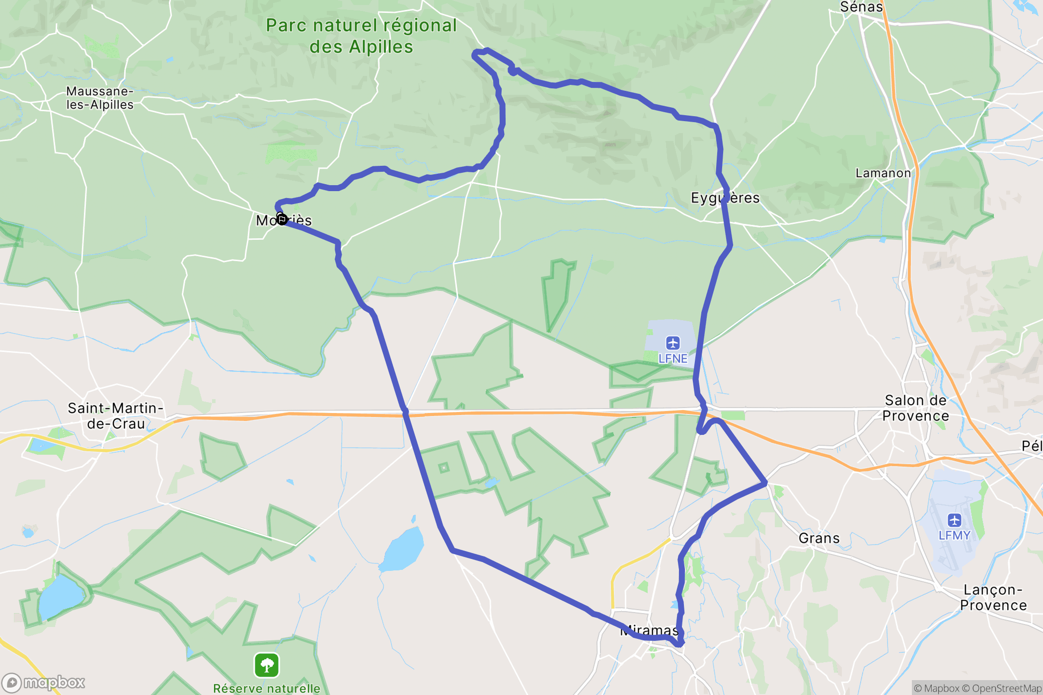 Mouriès : carte du parcours de randonnée - France