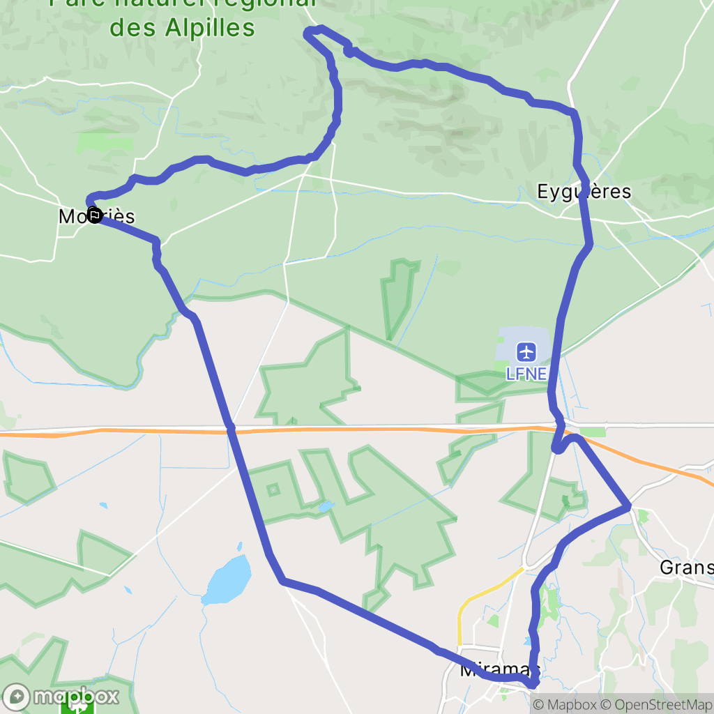 Mouriès : carte du parcours de randonnée - France
