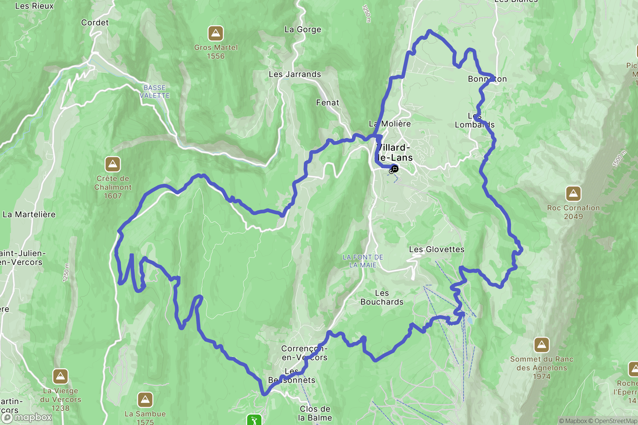 Villard-de-Lans : carte du parcours de randonnée - France