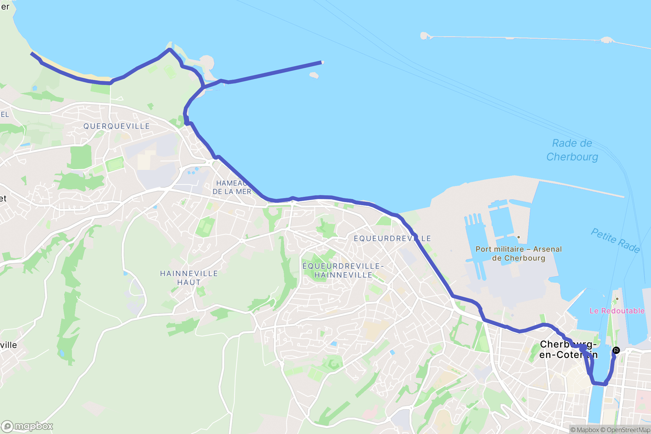 Cherbourg-Octeville : carte du parcours de randonnée - France