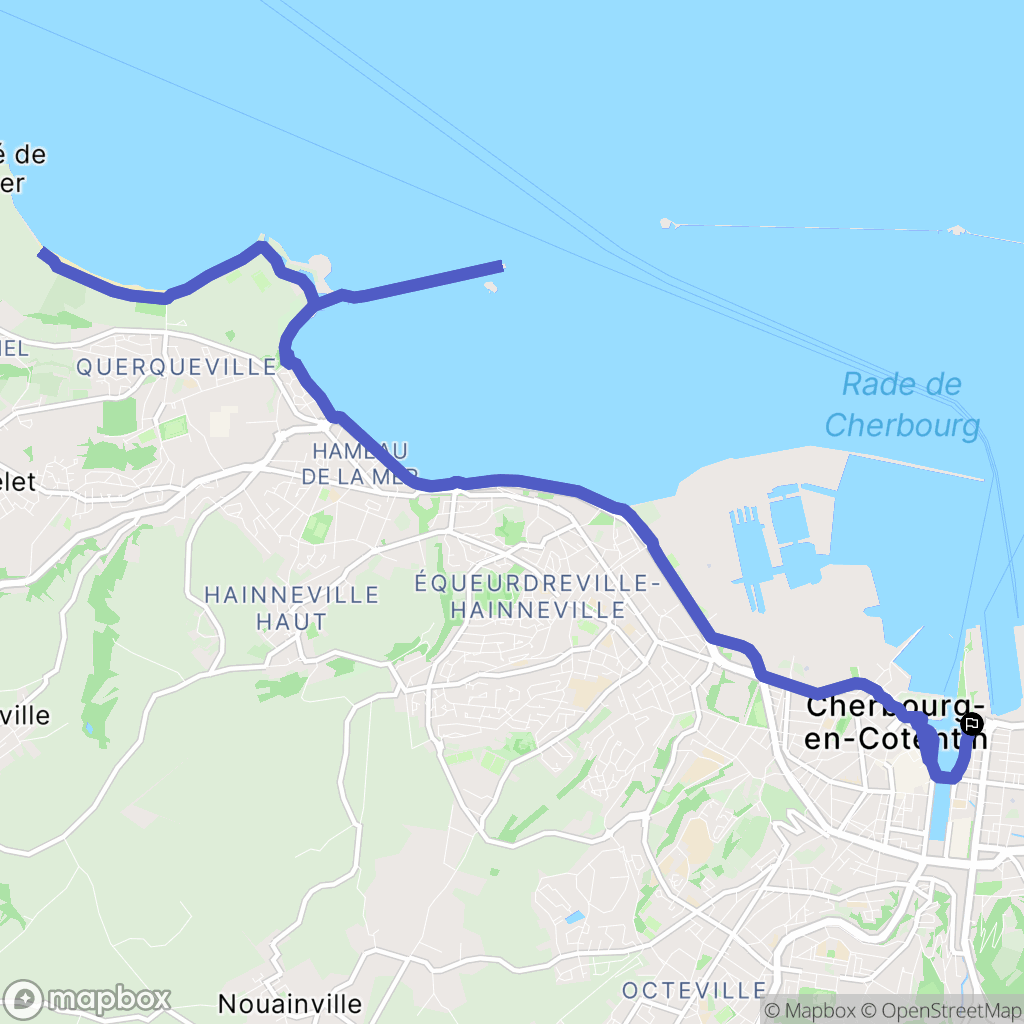 Cherbourg-Octeville : carte du parcours de randonnée - France