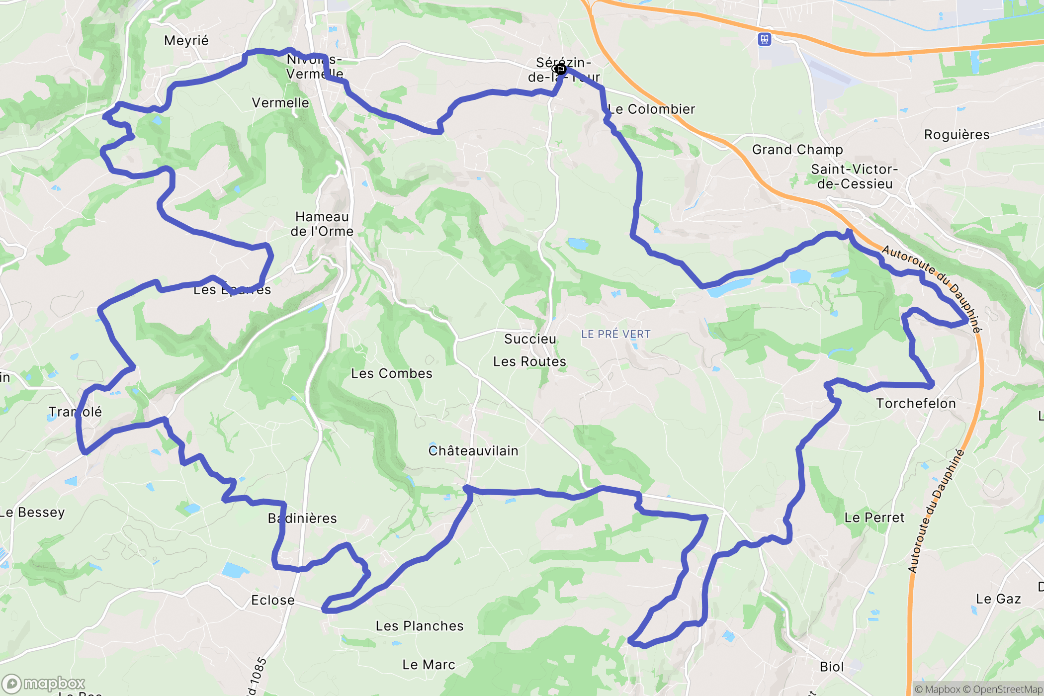 Sérézin-de-la-Tour : carte du parcours de randonnée - France