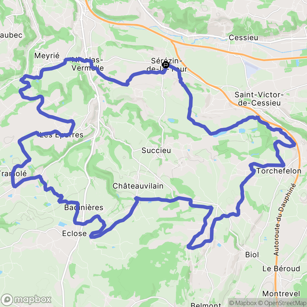 Sérézin-de-la-Tour : carte du parcours de randonnée - France