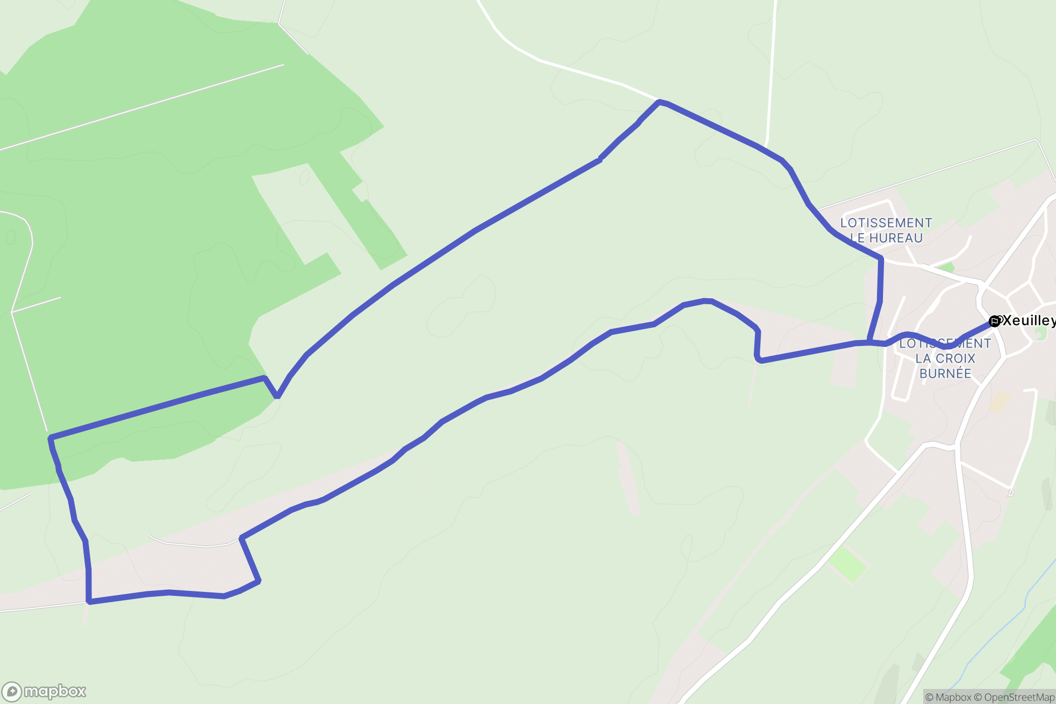 Xeuilley : carte du parcours de randonnée - France