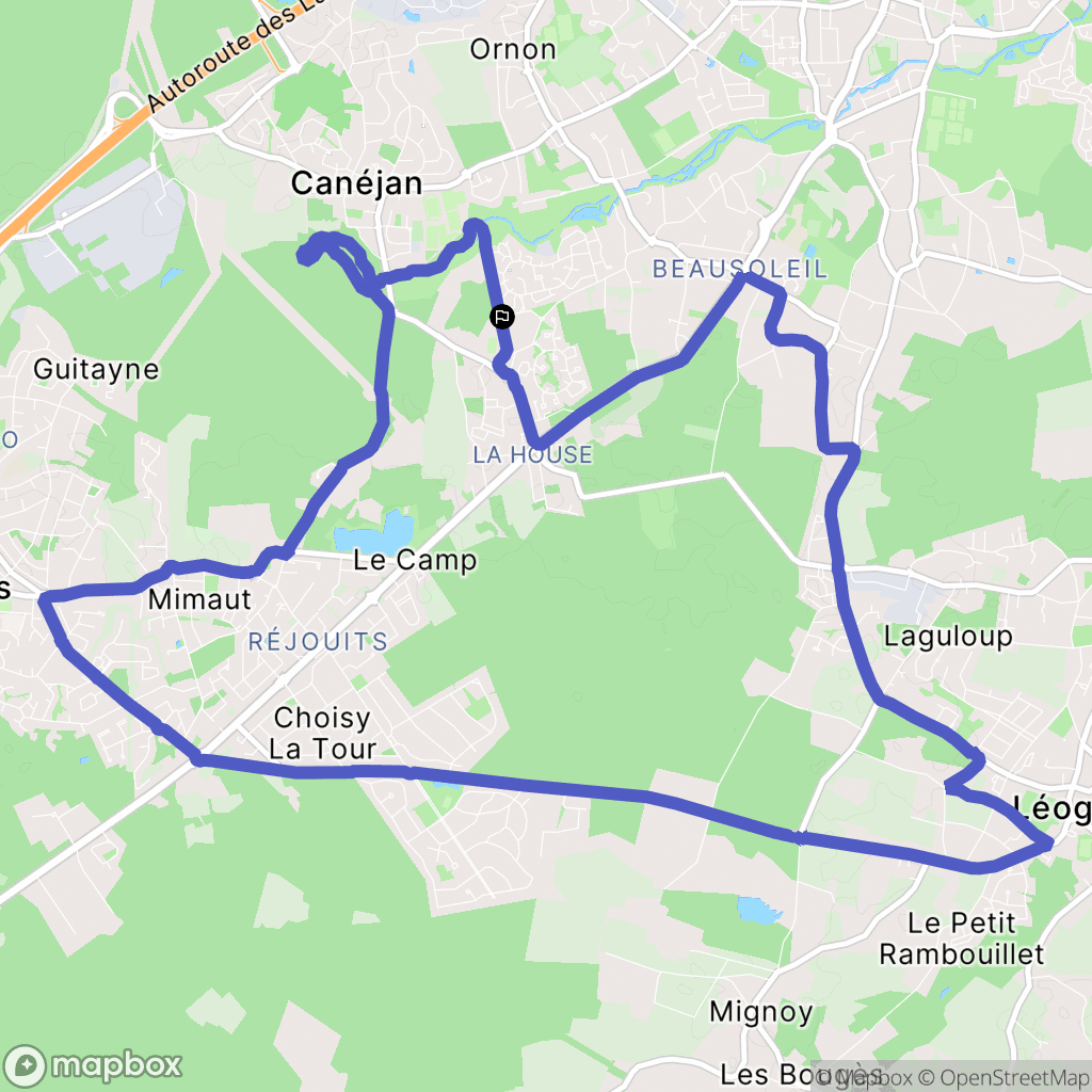 Canéjan : carte du parcours de randonnée - France
