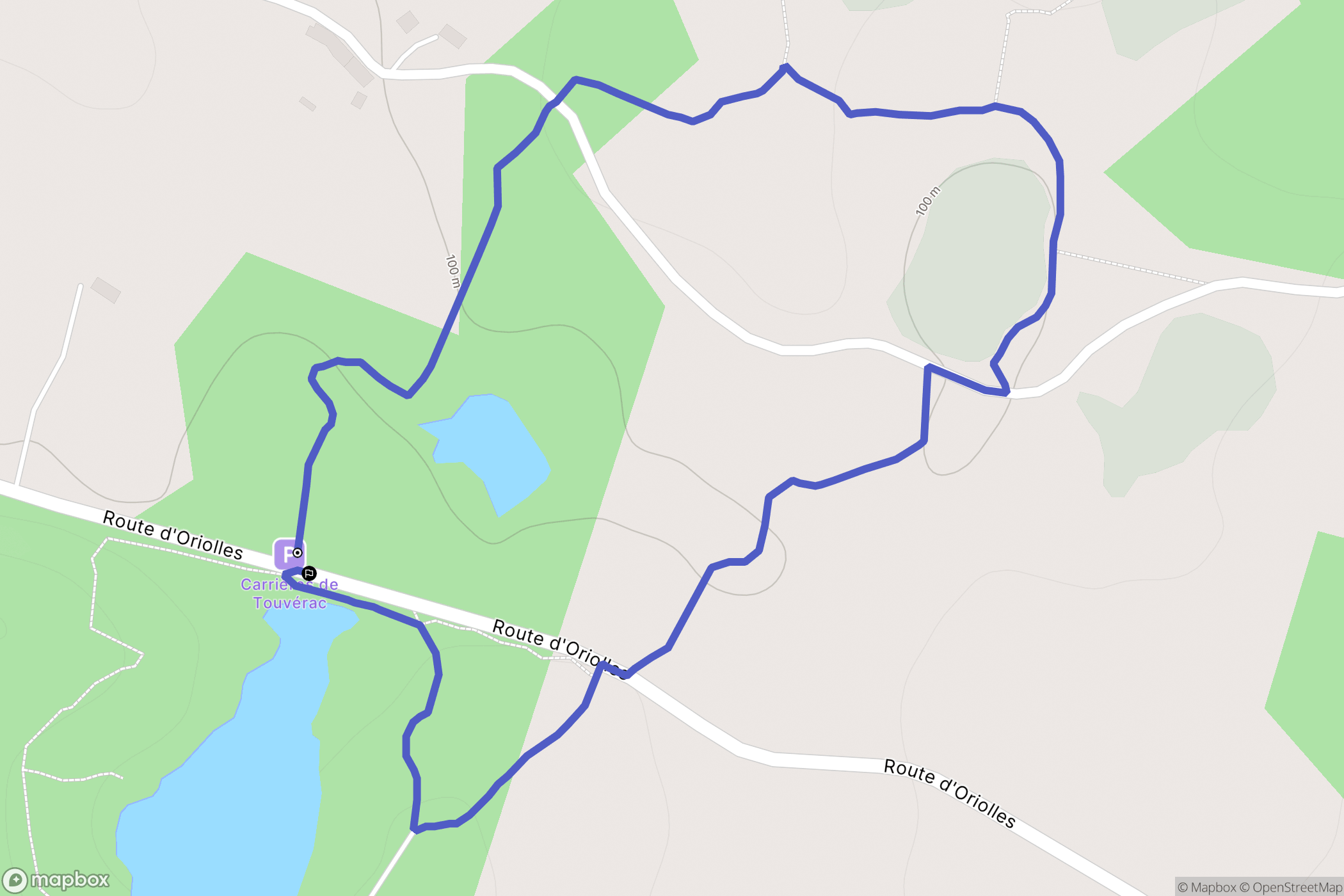 Touvérac : carte du parcours de randonnée - France