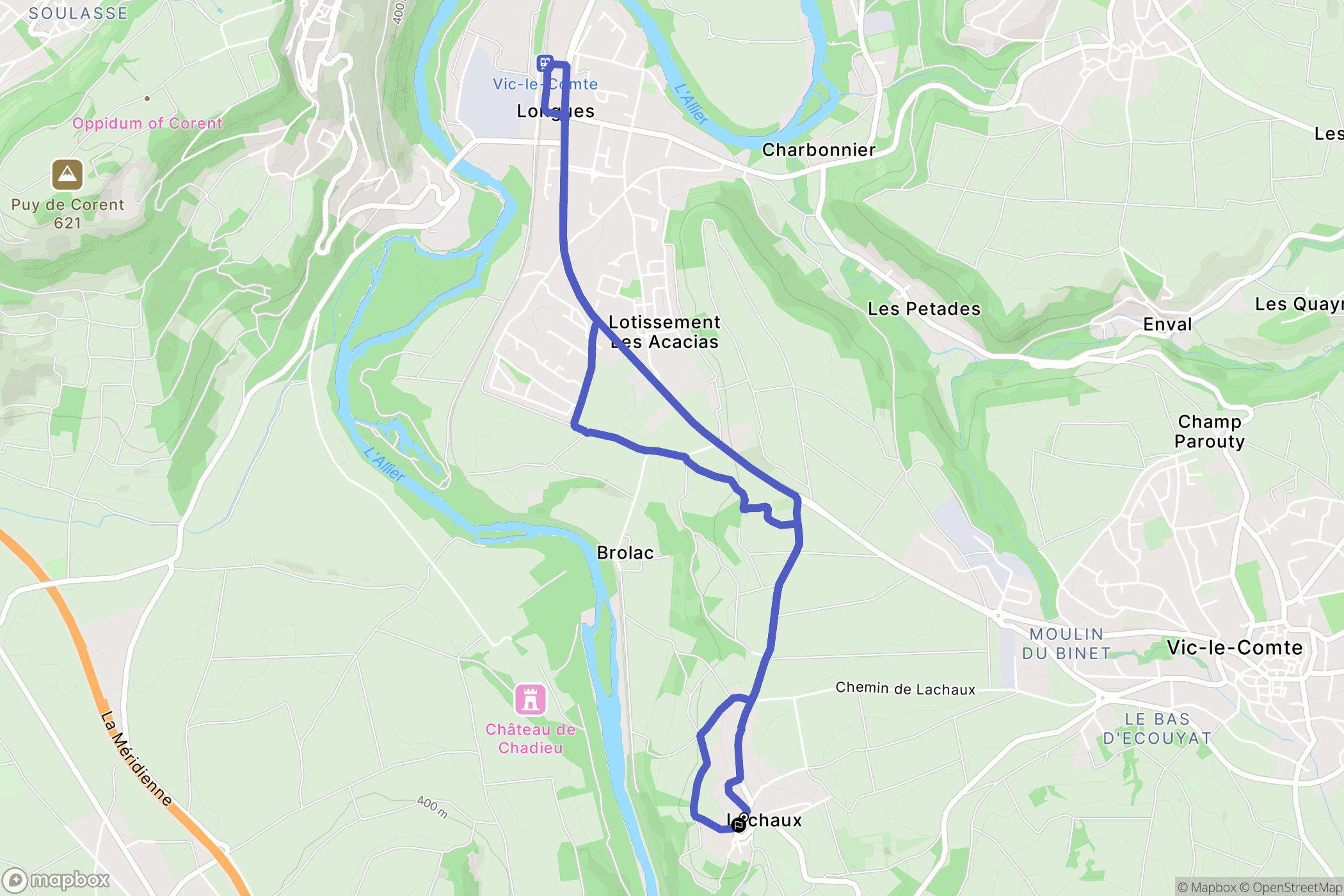 Vic-le-Comte : carte du parcours de randonnée - France