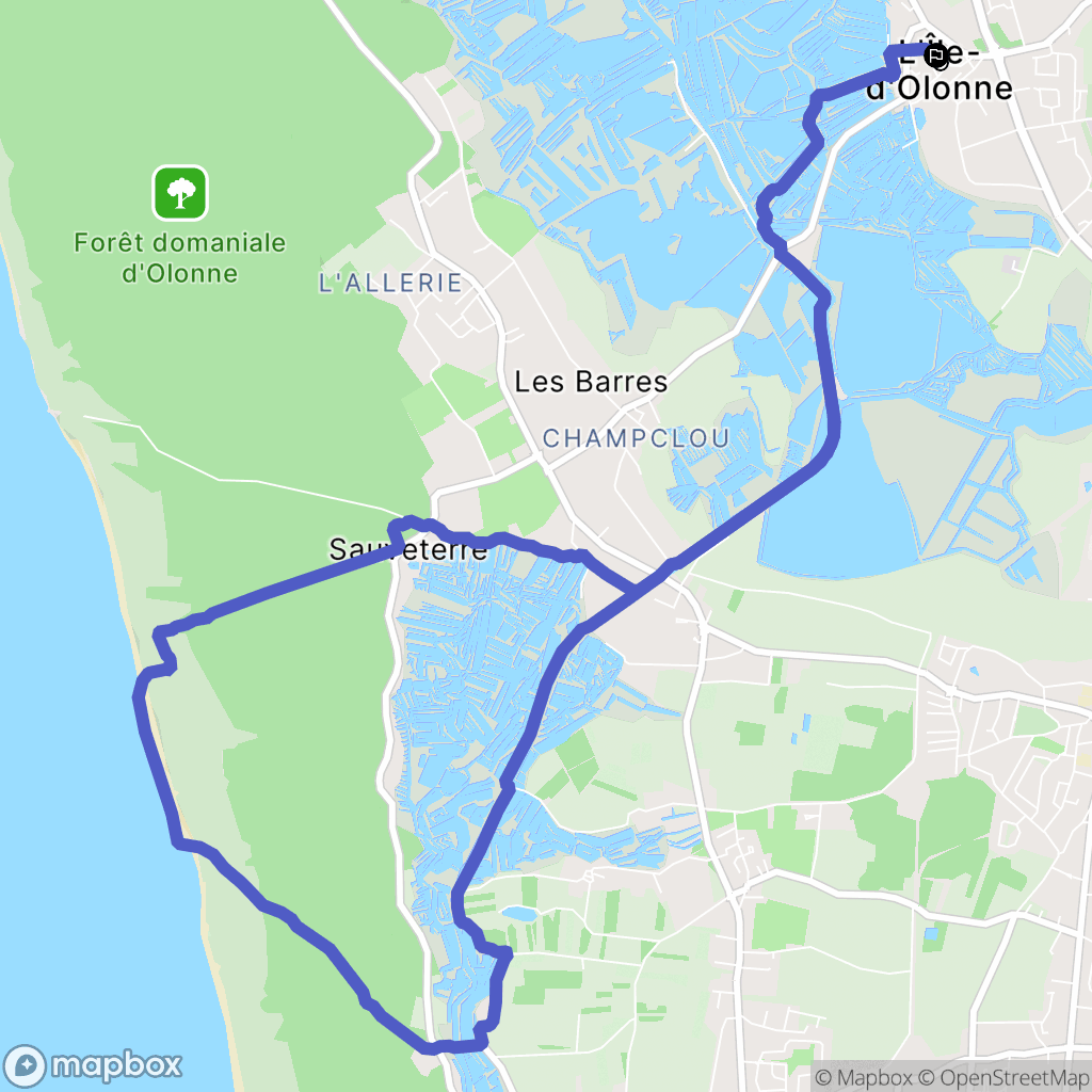 L'Île-d'Olonne : carte du parcours de randonnée - France