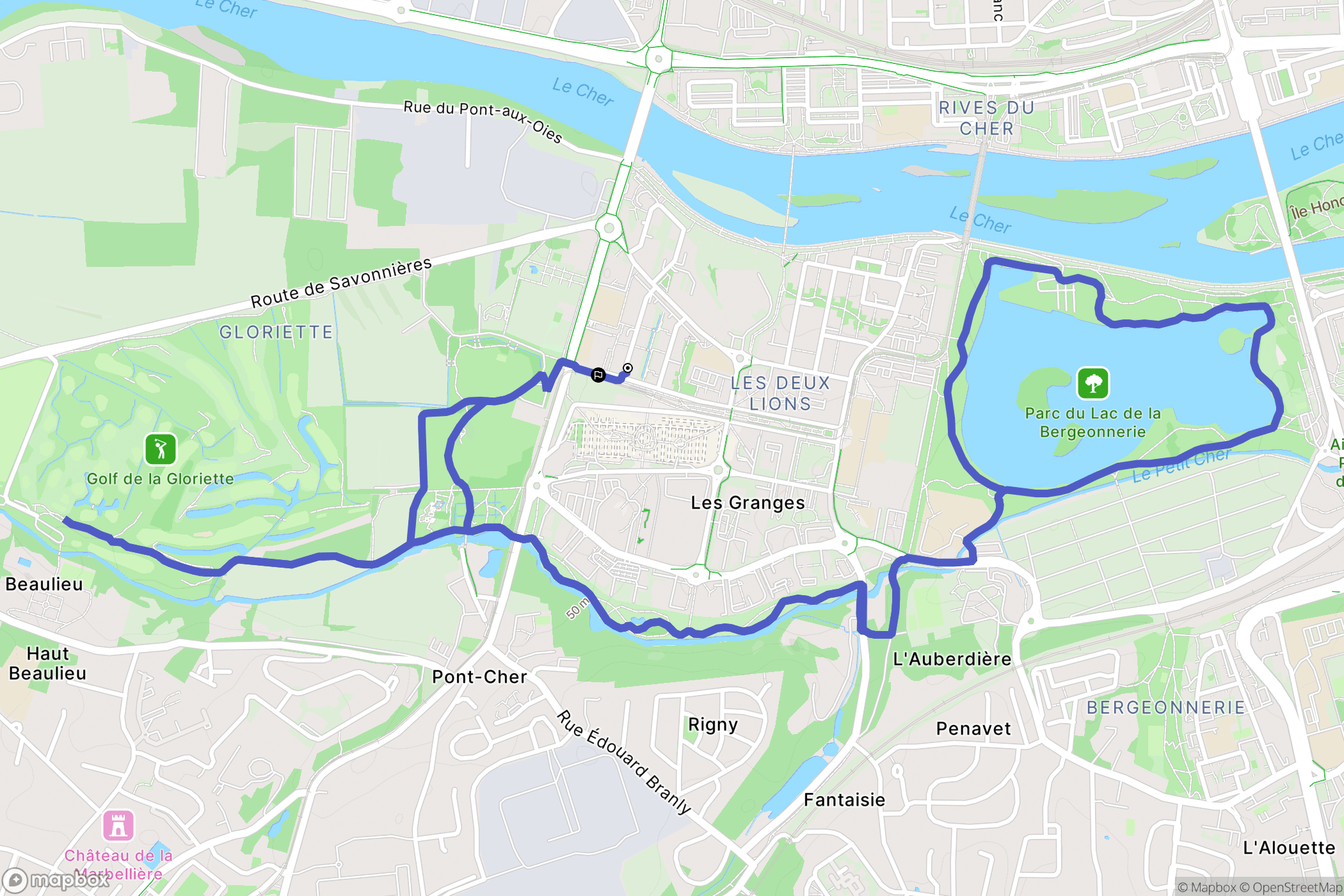 Tours : carte du parcours de randonnée - France