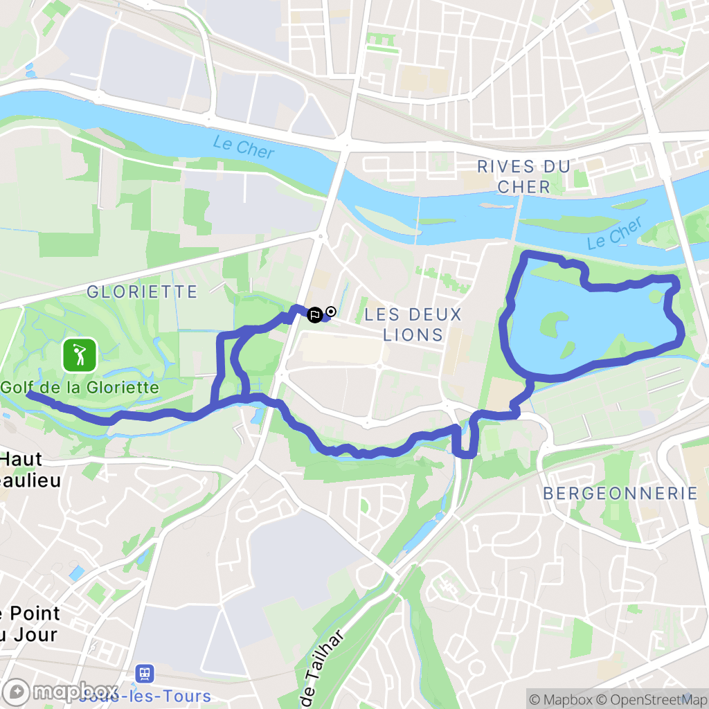 Tours : carte du parcours de randonnée - France
