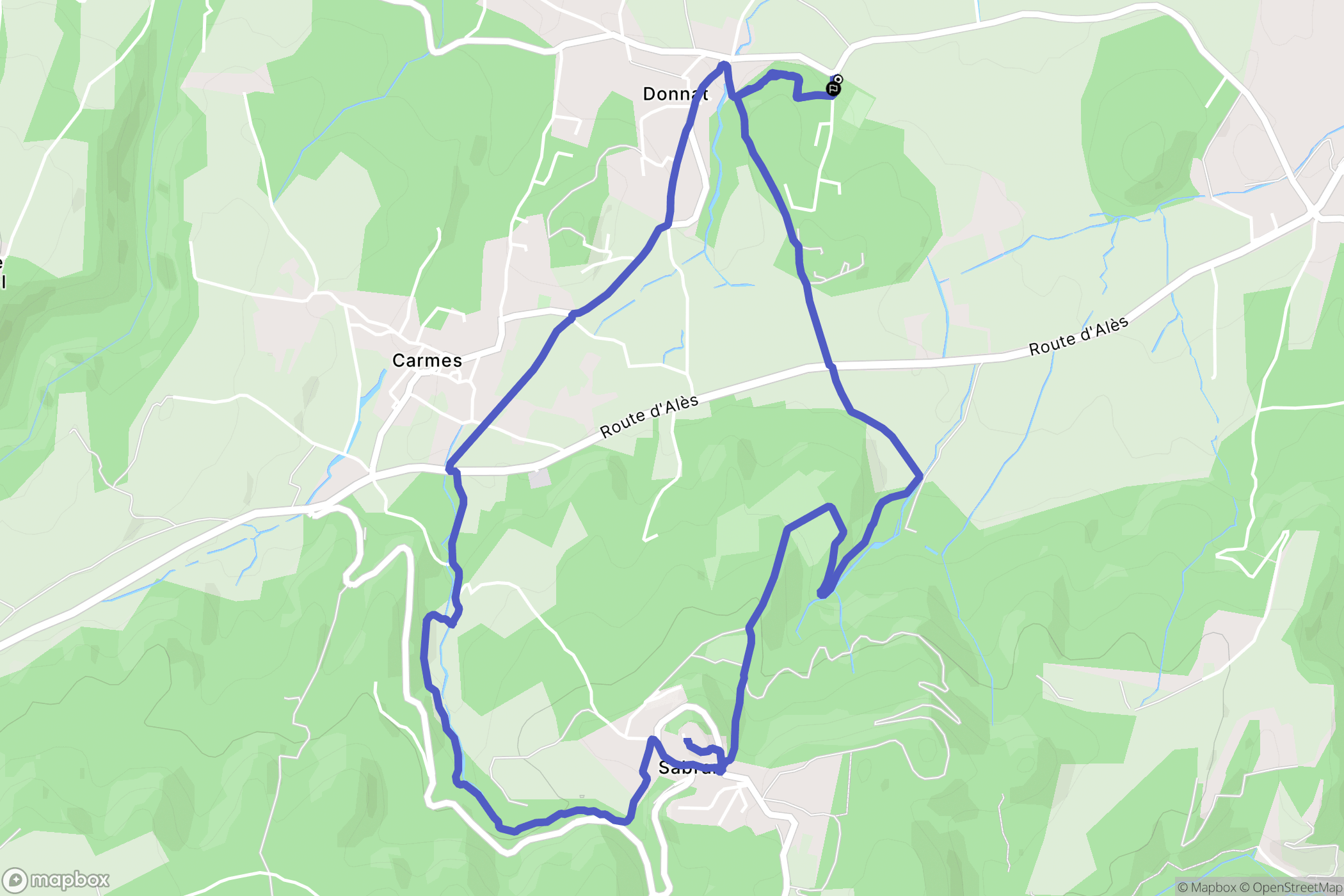 Sabran : carte du parcours de randonnée - France