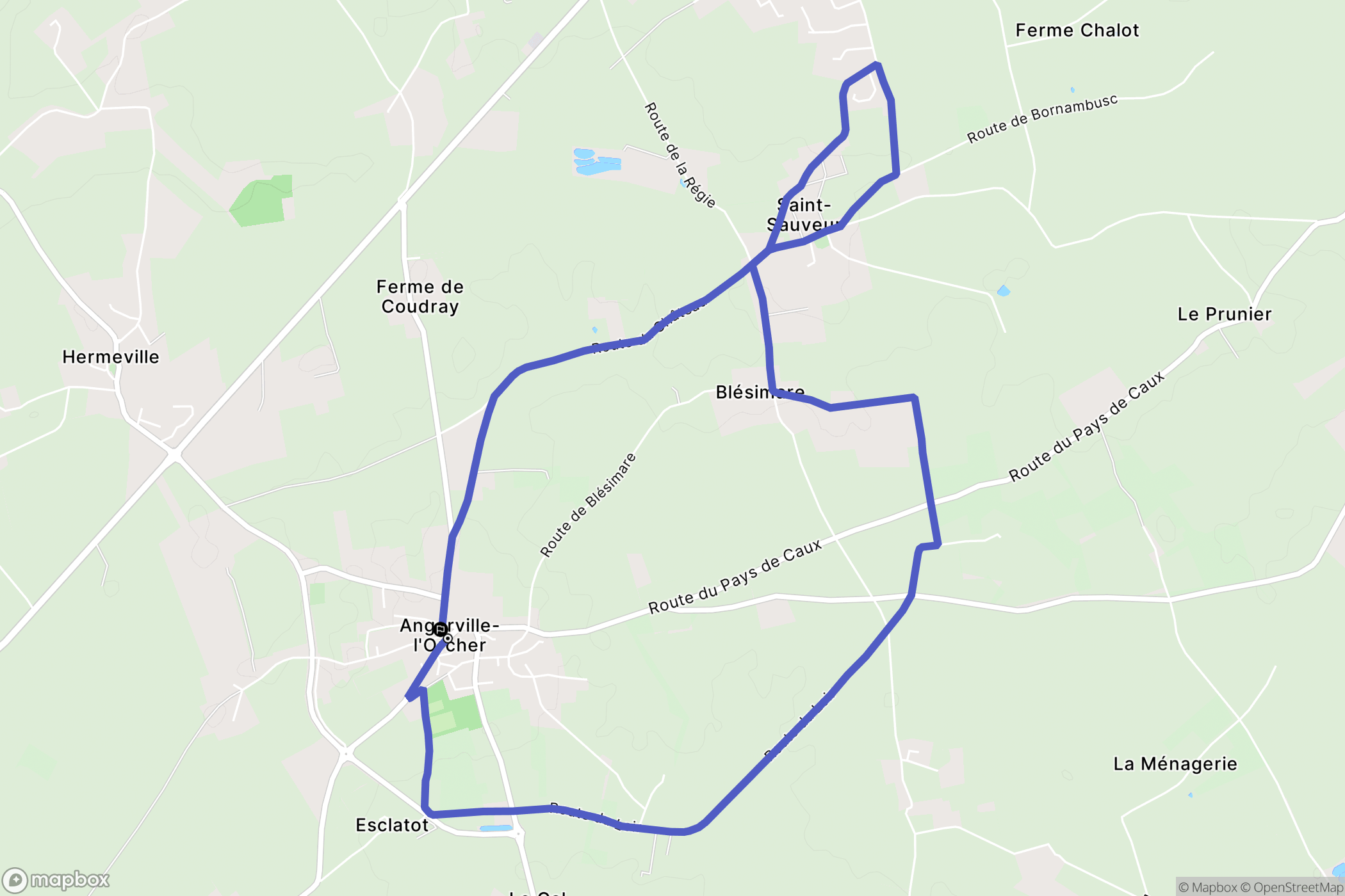 Angerville-l'Orcher : carte du parcours de randonnée - France