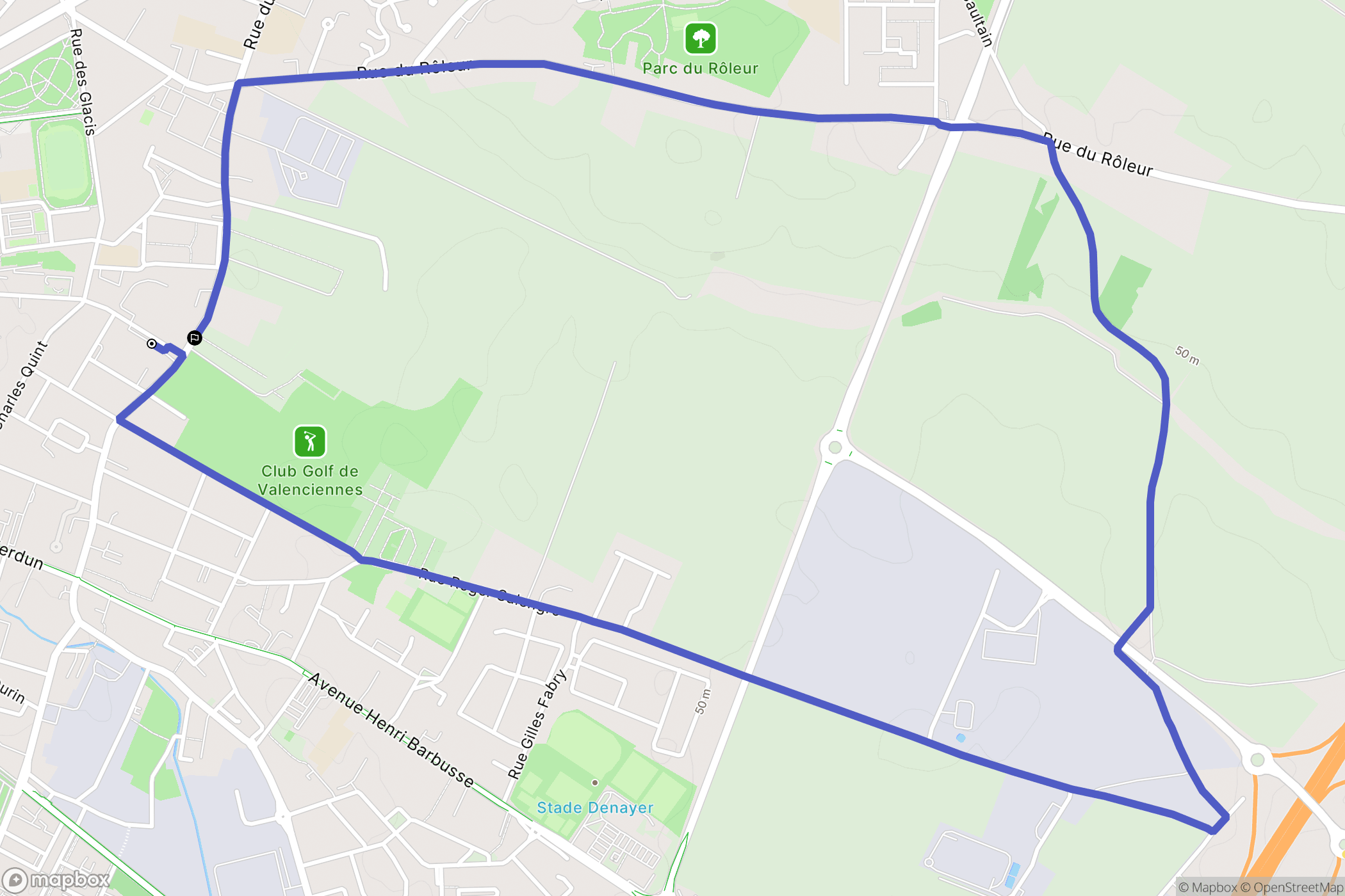 Valenciennes : carte du parcours de randonnée - France