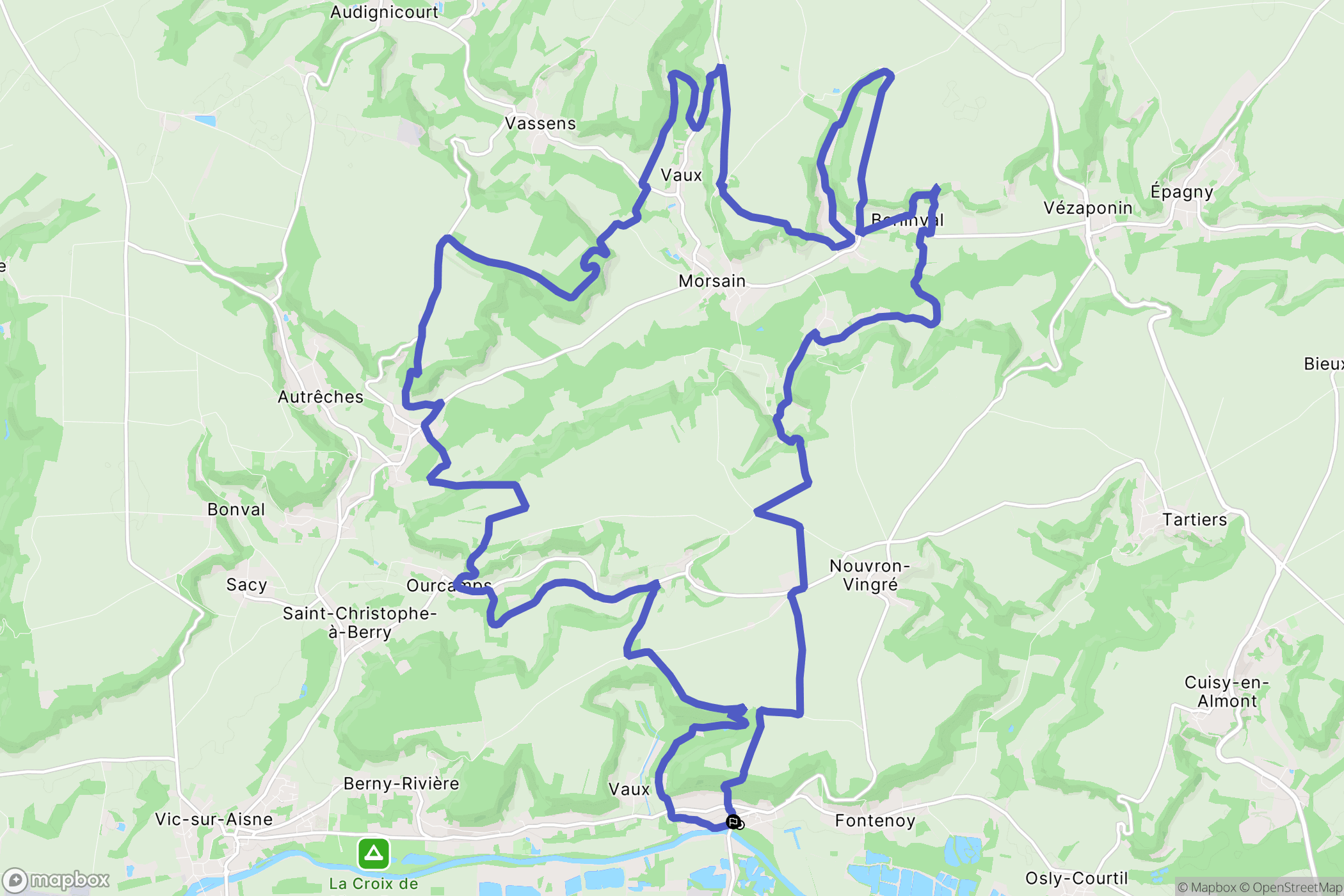 Fontenoy : carte du parcours de randonnée - France