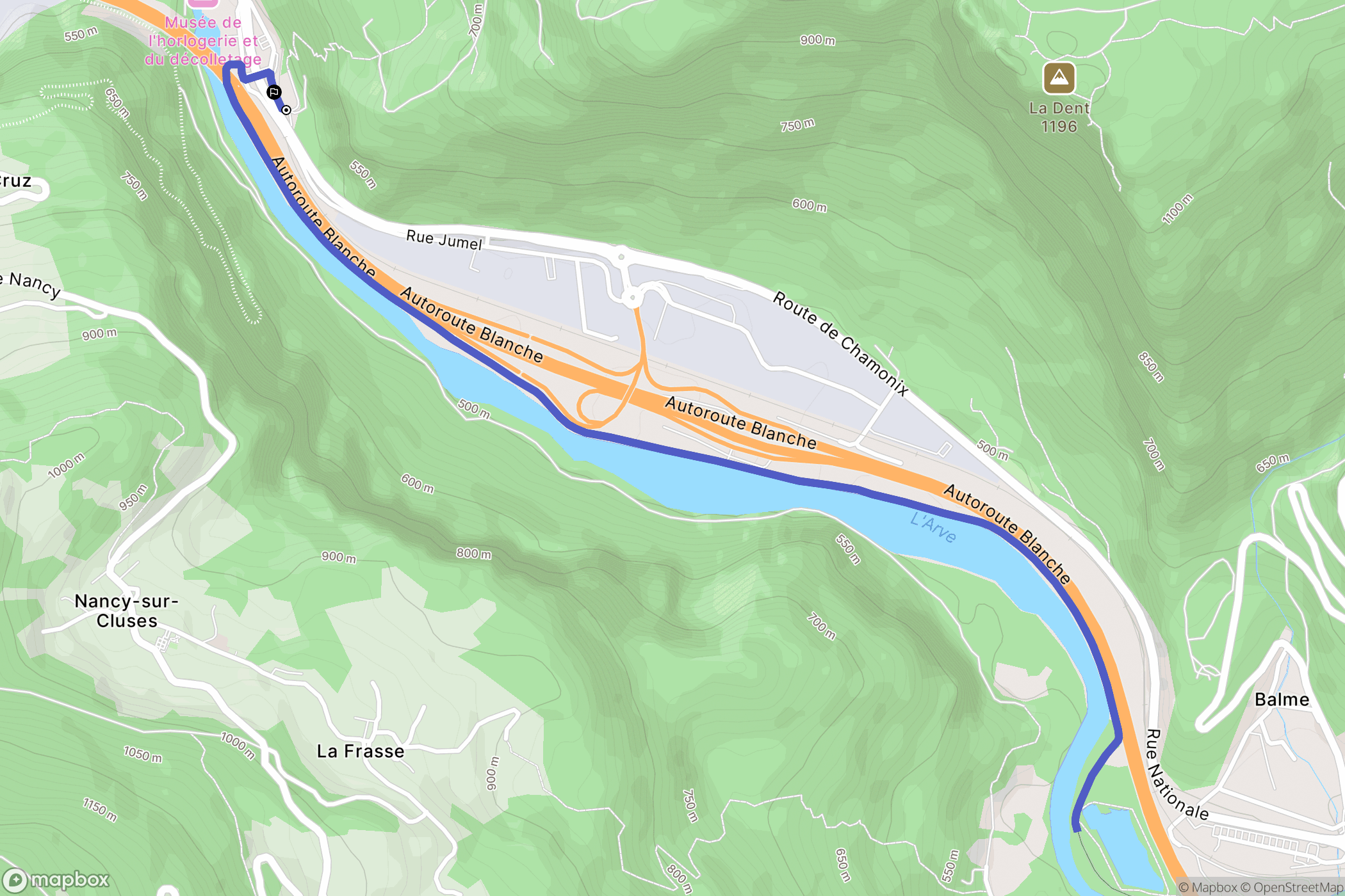 Cluses : carte du parcours de randonnée - France