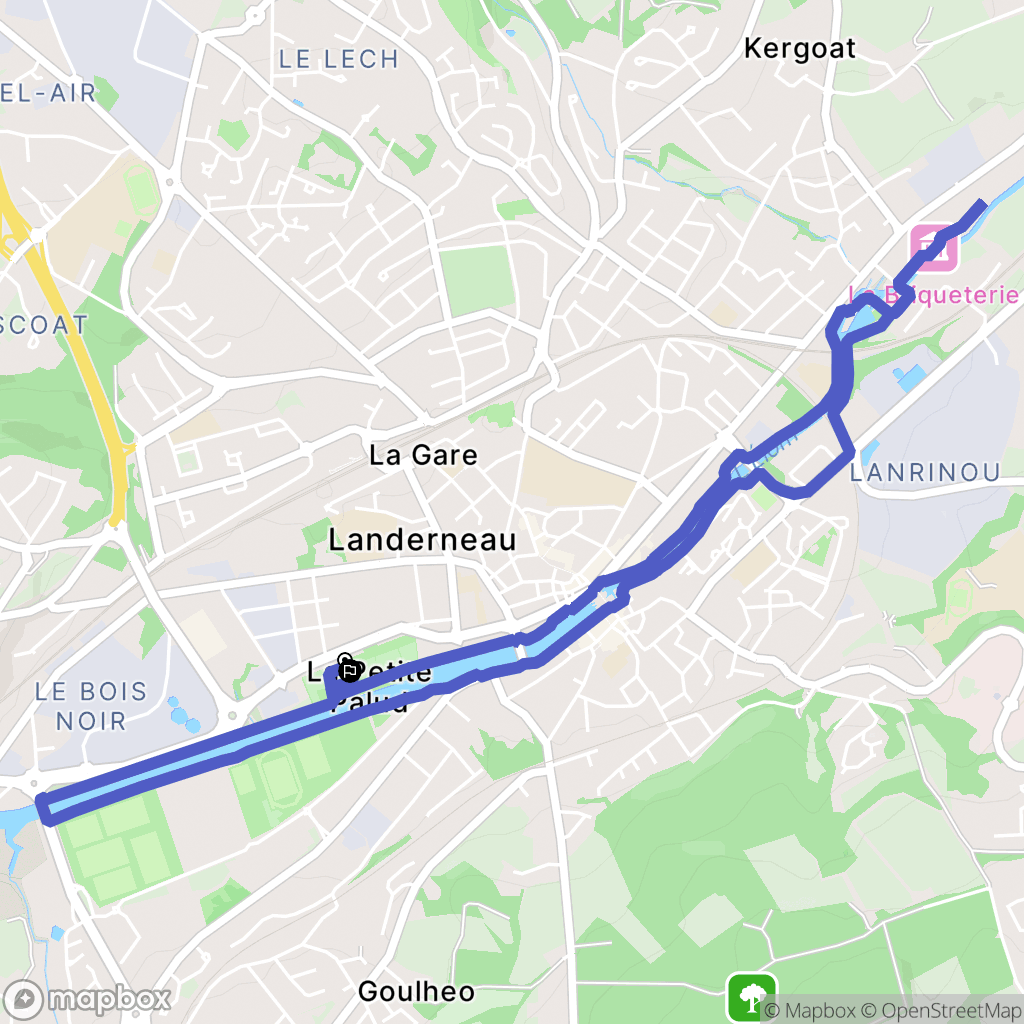 Landerneau : carte du parcours de randonnée - France