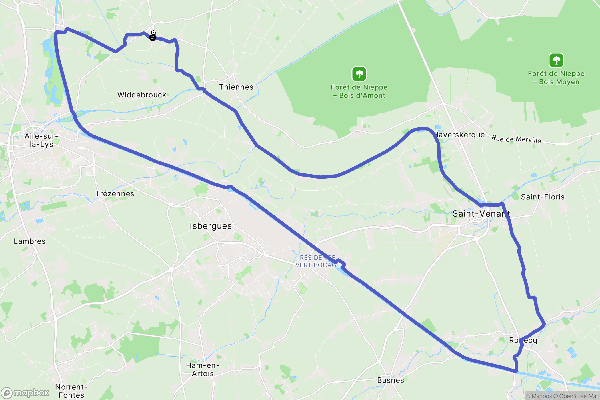 Boëseghem : carte du parcours de randonnée - France