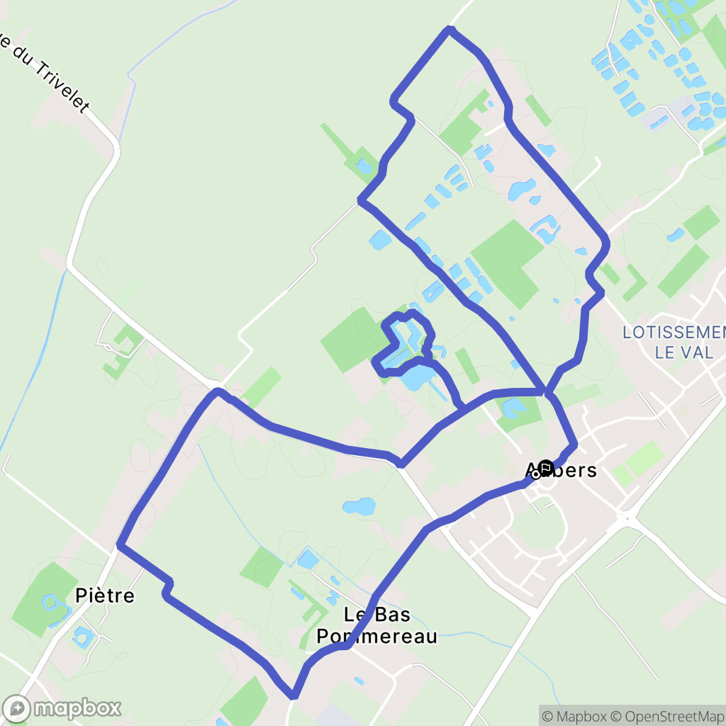 Aubers : carte du parcours de randonnée - France