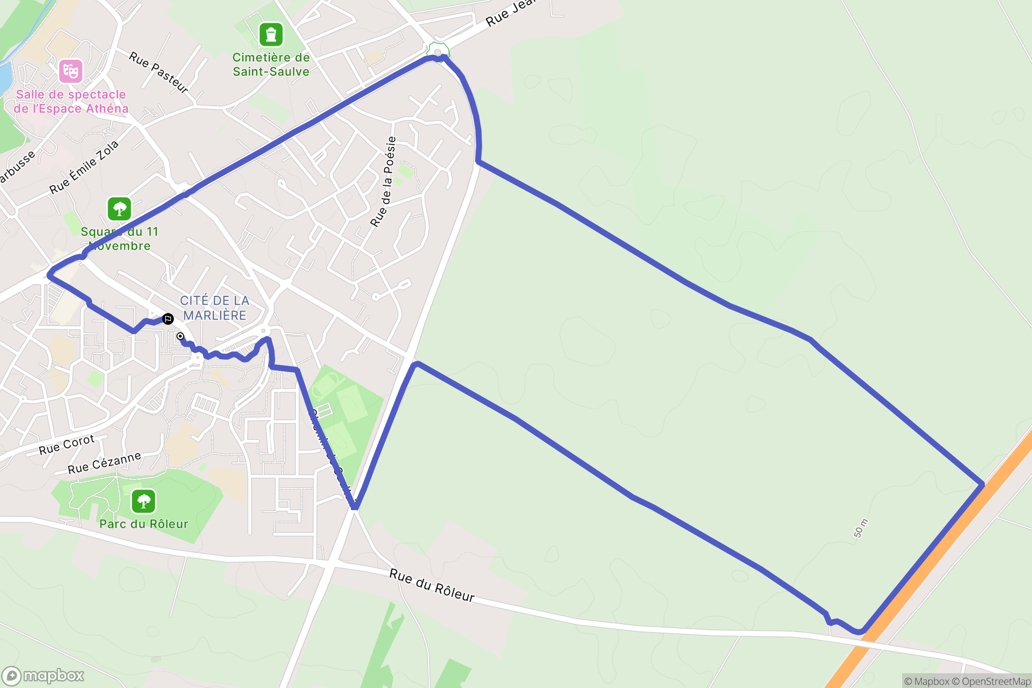 Saint-Saulve : carte du parcours de randonnée - France