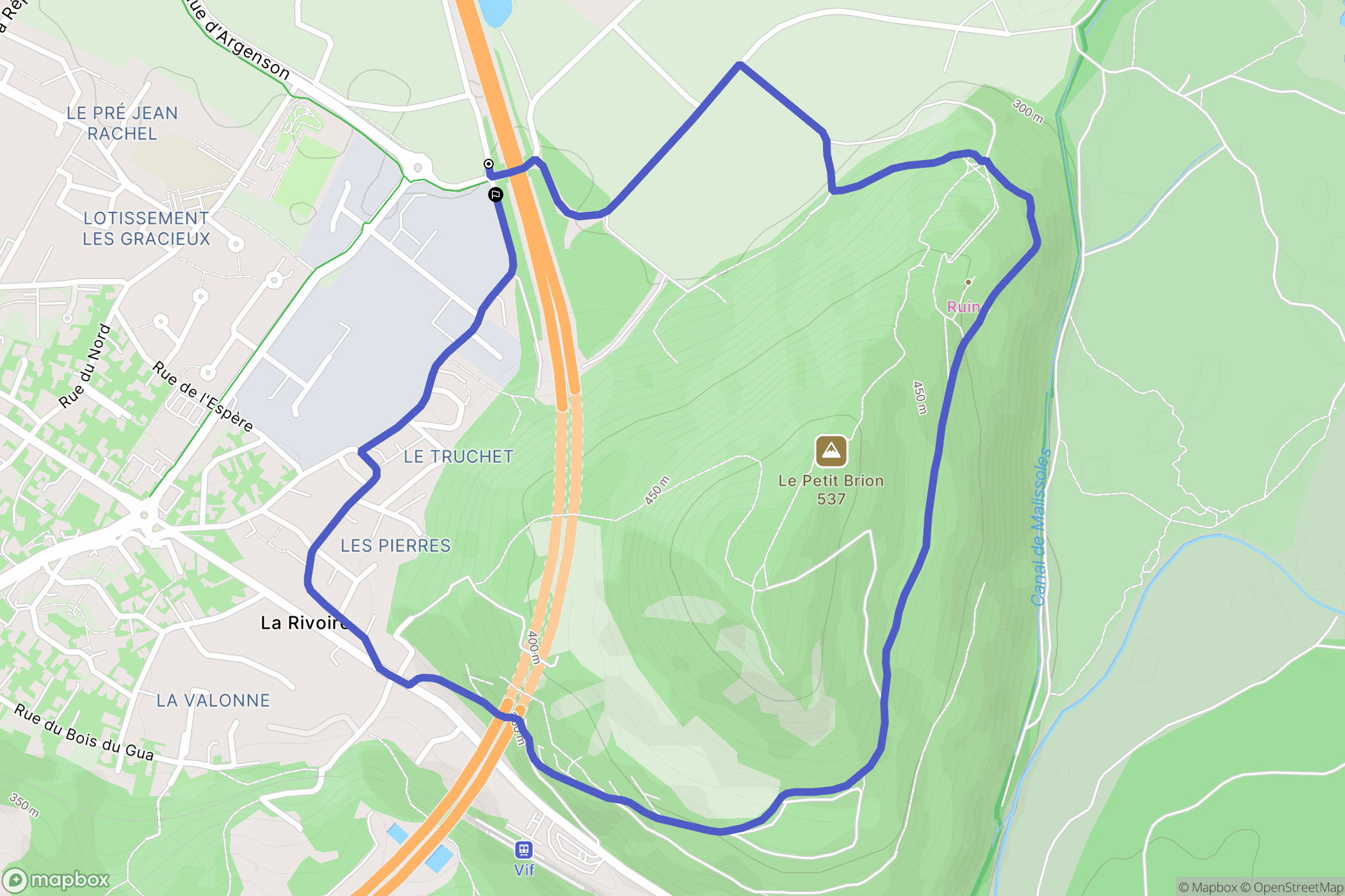 Vif : carte du parcours de randonnée - France