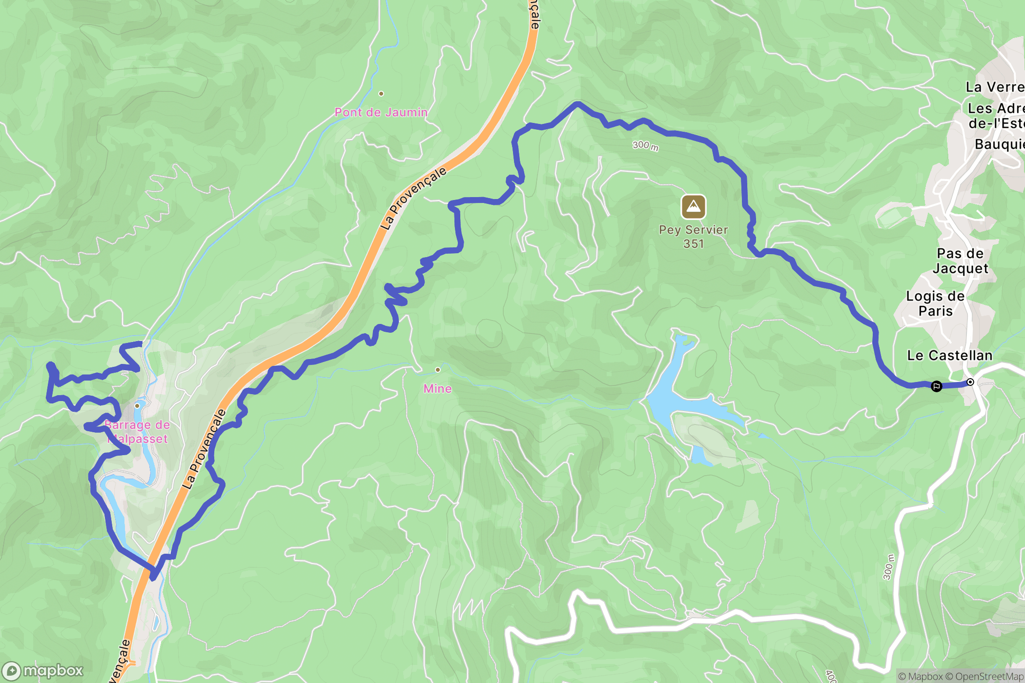 Les Adrets-de-l'Estérel : carte du parcours de randonnée - France