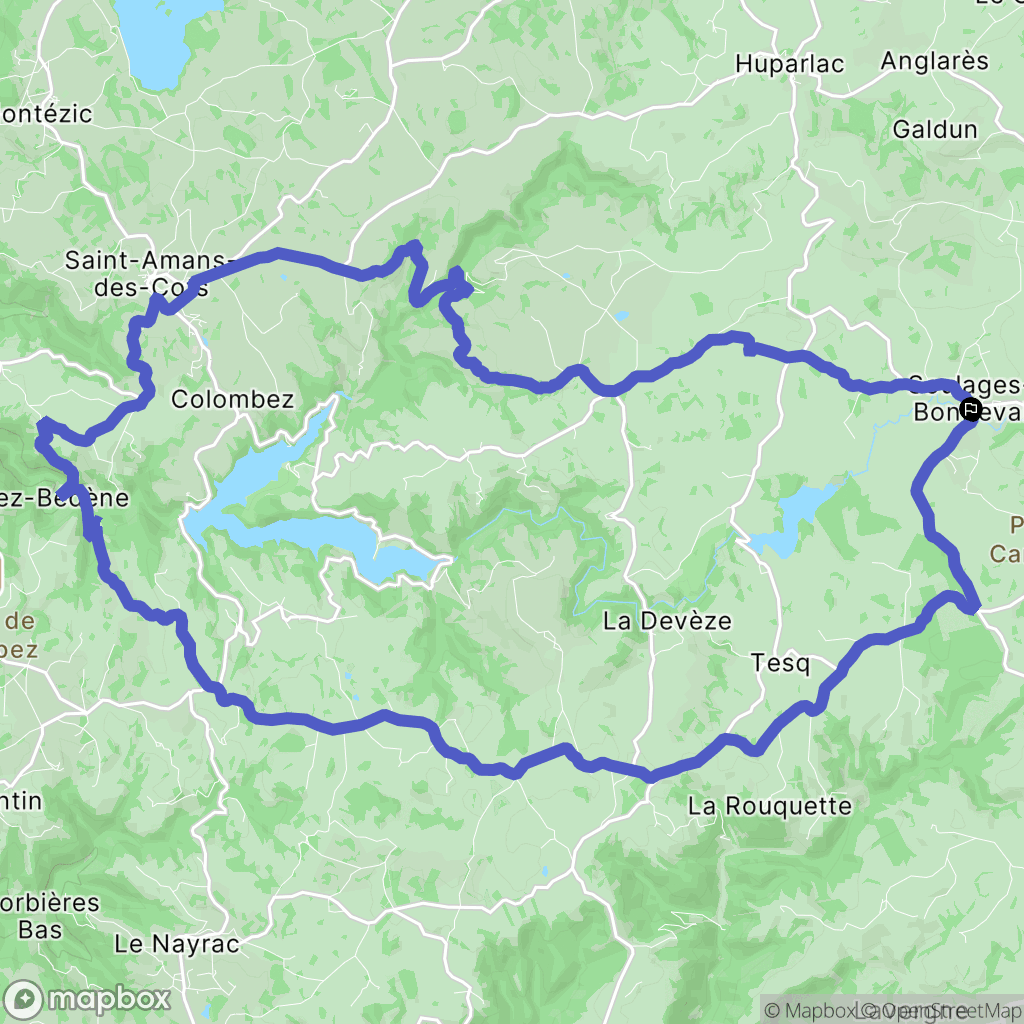 Soulages Bonneval : carte du parcours de randonnée - France