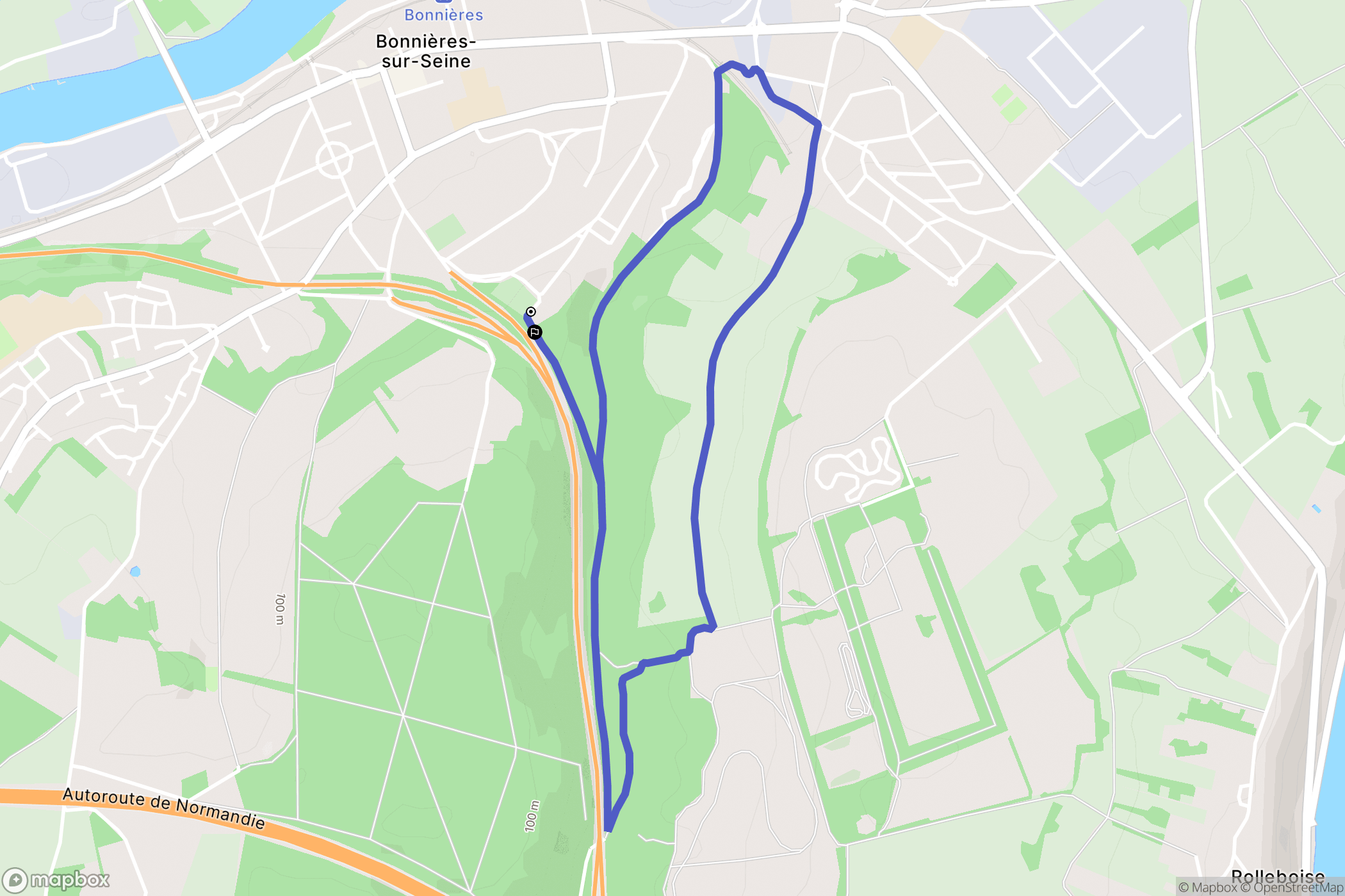 Bonnières-sur-Seine : carte du parcours de randonnée - France