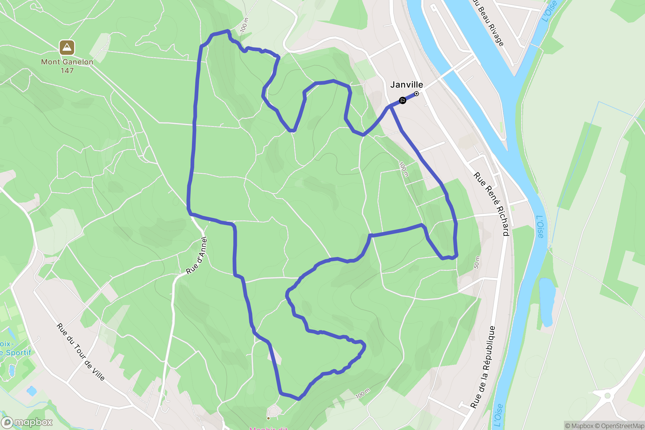 Janville : carte du parcours de randonnée - France