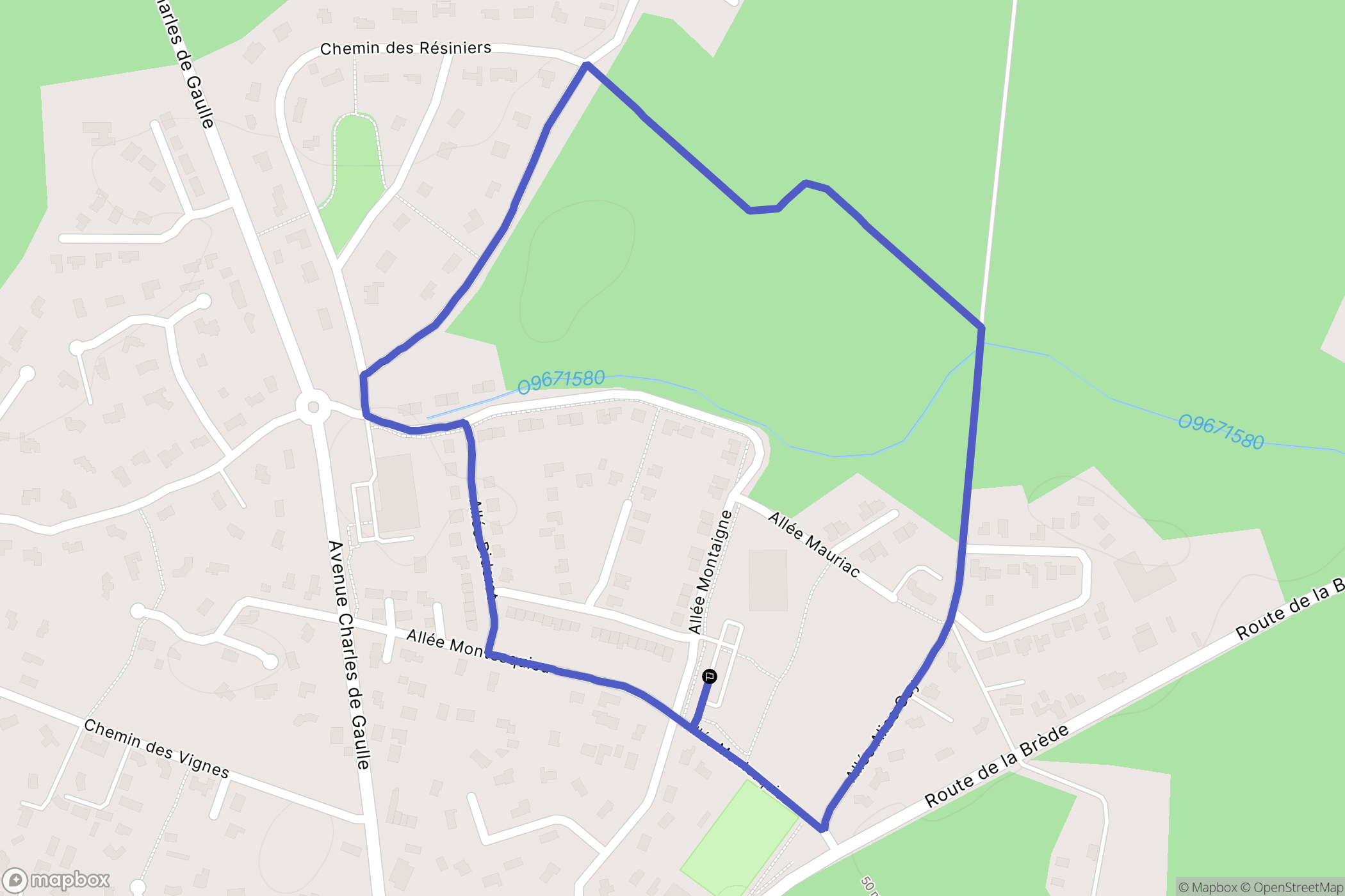 Saucats : carte du parcours de randonnée - France