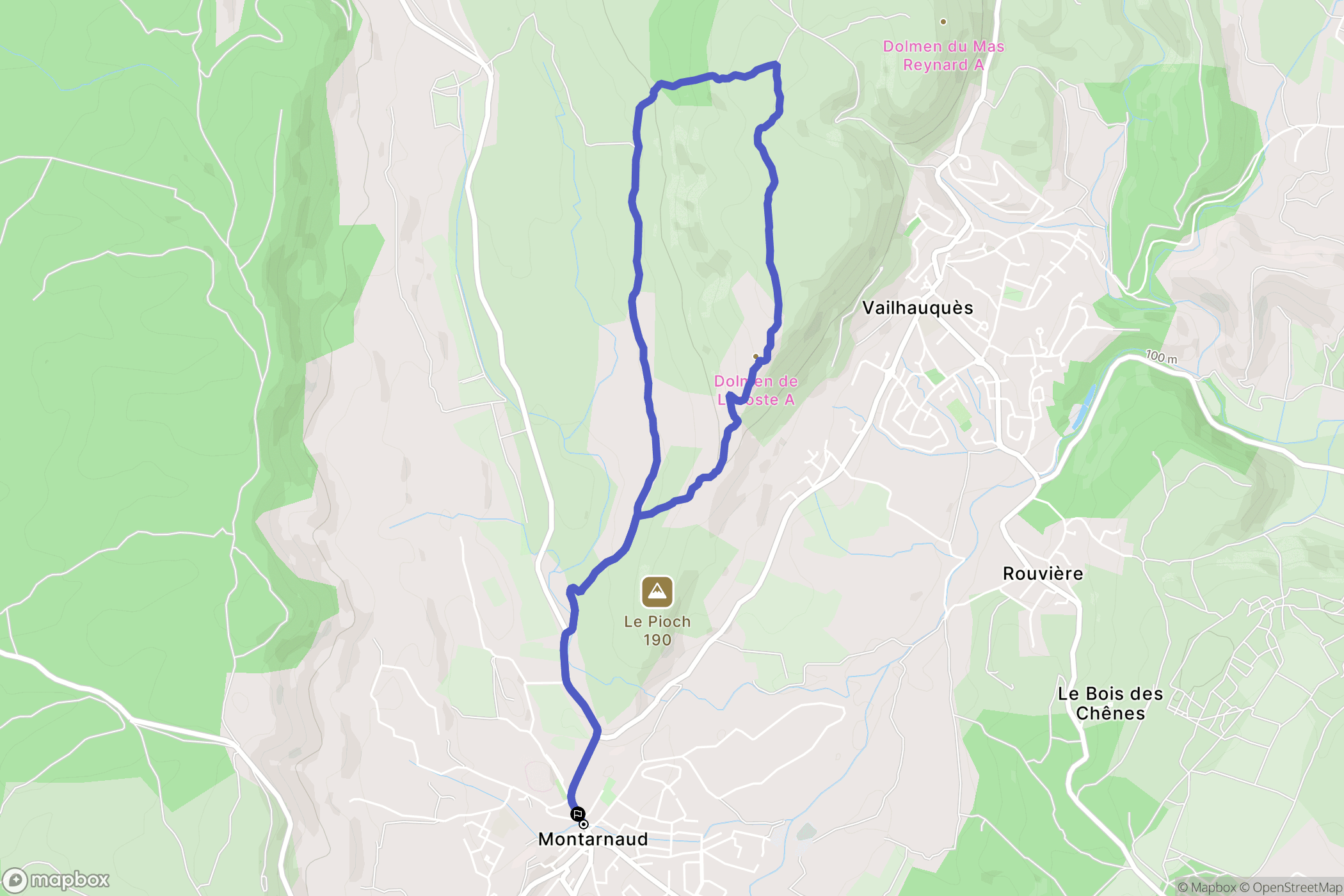 Montarnaud : carte du parcours de randonnée - France
