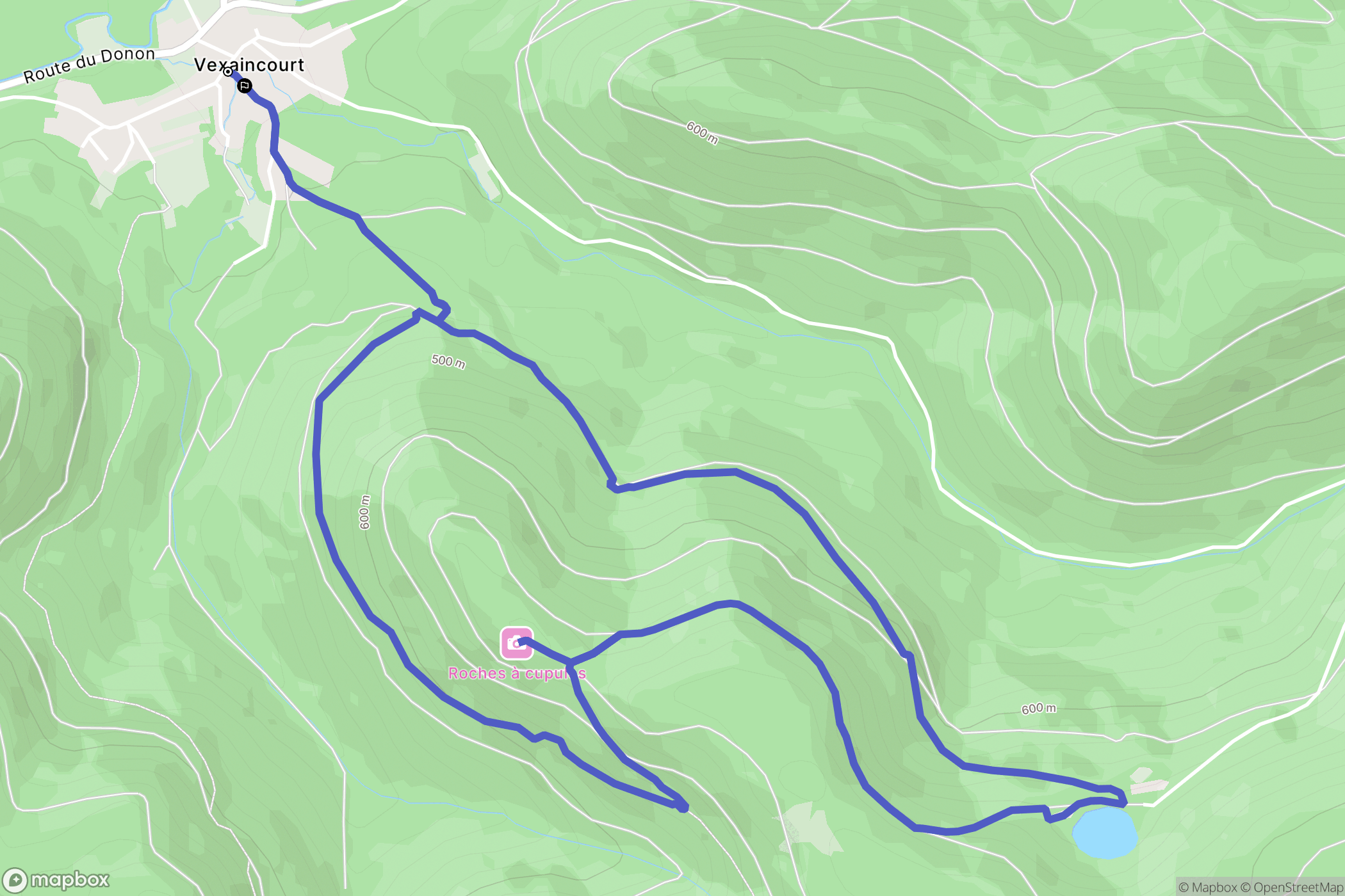 Vexaincourt : carte du parcours de randonnée - France