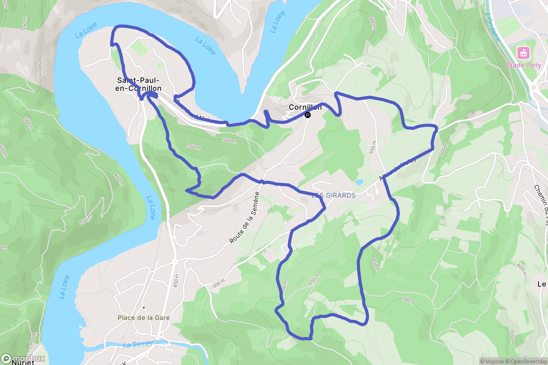 Saint-Paul-en-Cornillon : carte du parcours de randonnée - France