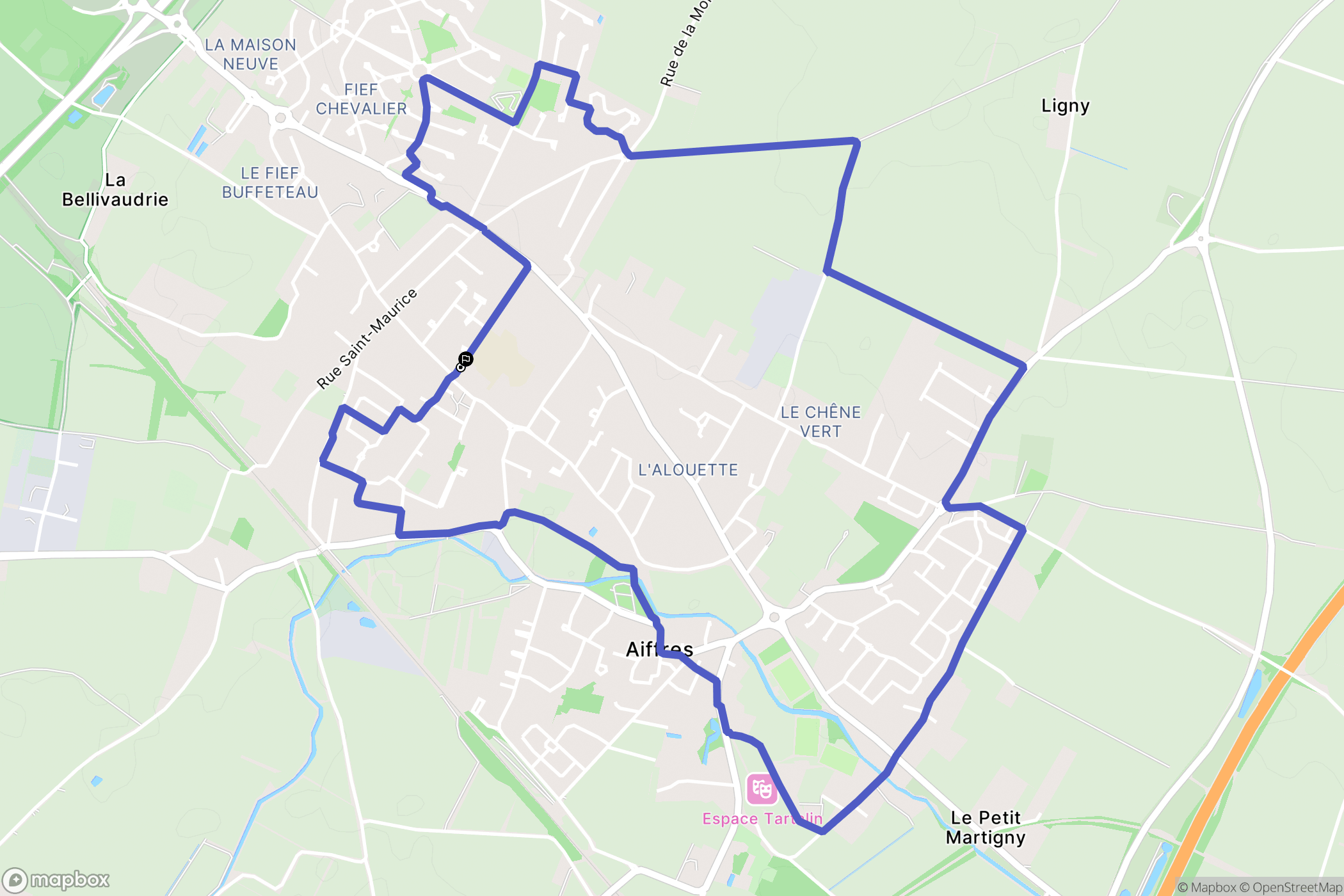 Aiffres : carte du parcours de randonnée - France