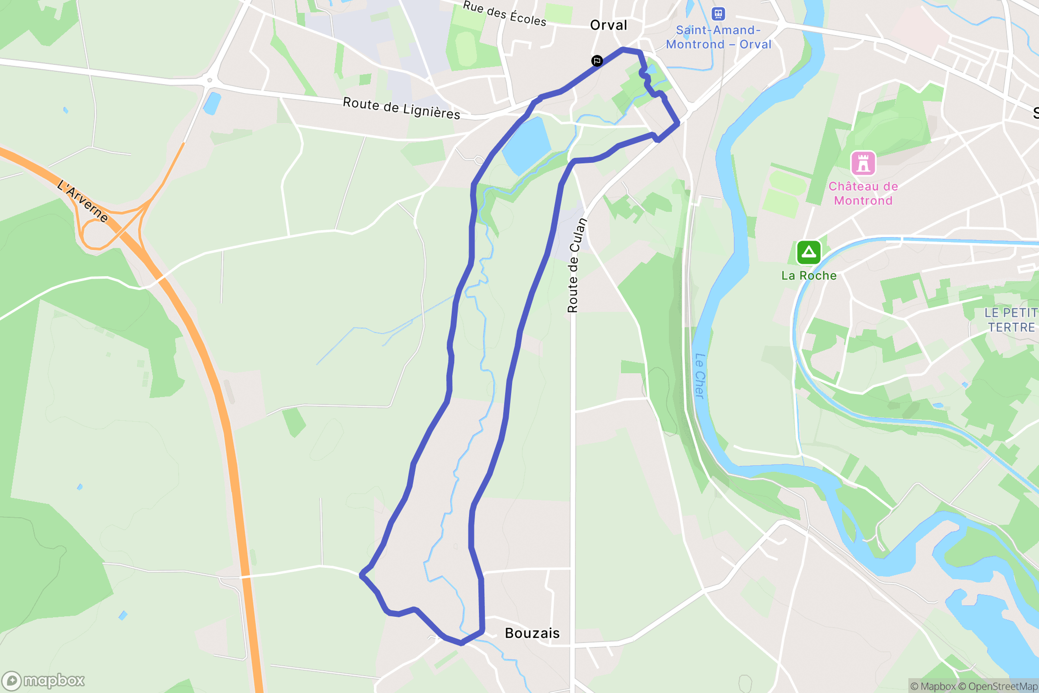 Orval : carte du parcours de randonnée - France