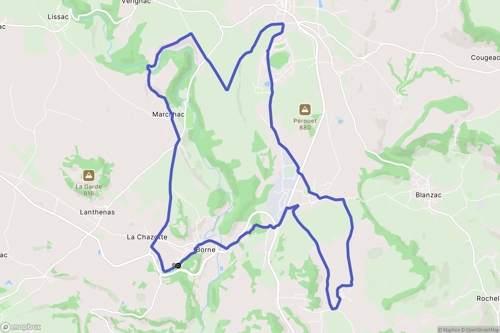 Borne : carte du parcours de randonnée - France