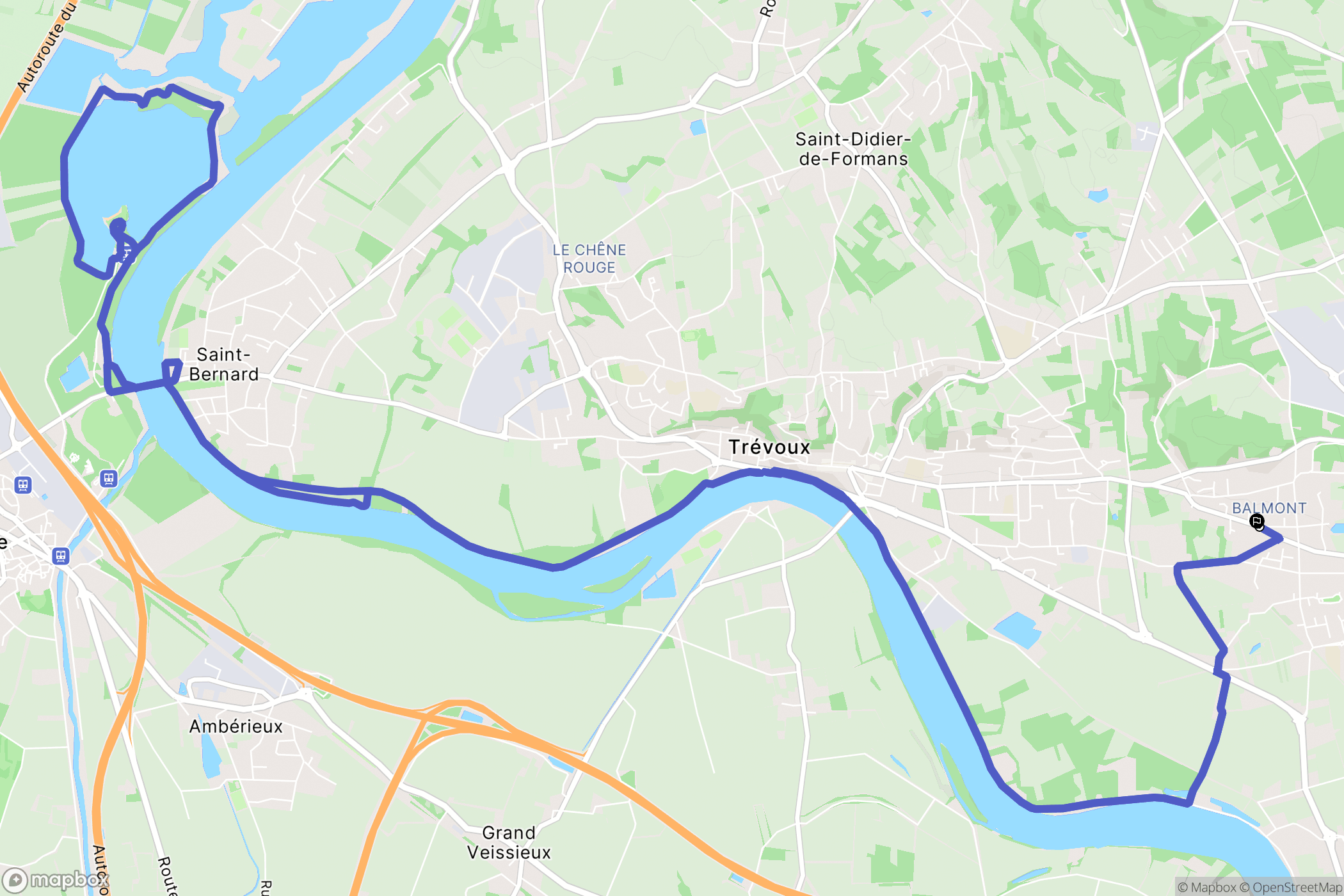 Reyrieux : carte du parcours de randonnée - France
